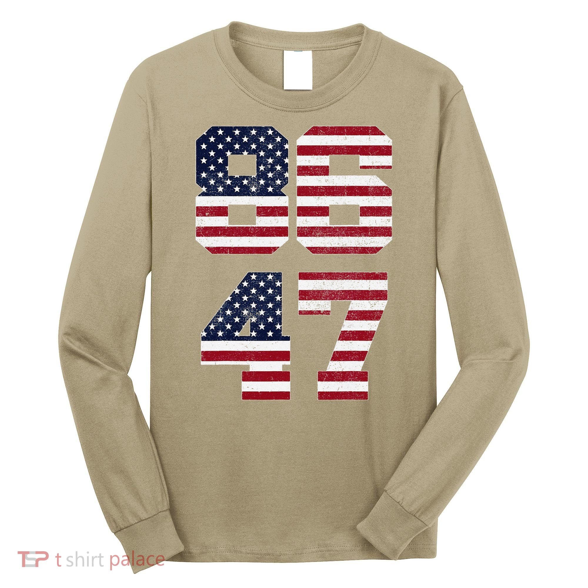 8647 Subtle Anti Funy 86 47 Retro America Flag Long Sleeve Shirt