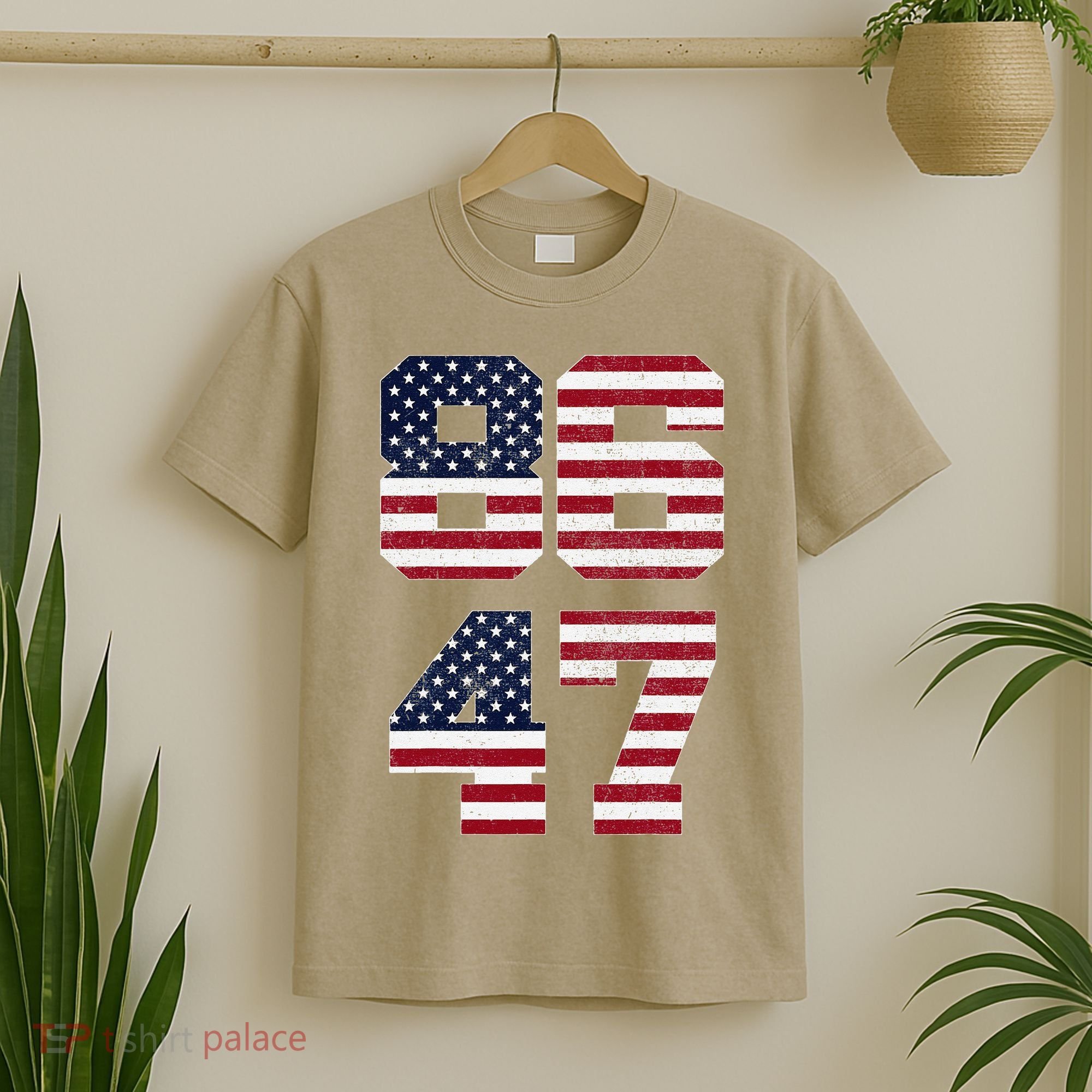 8647 Subtle Anti Funy 86 47 Retro America Flag T-Shirt