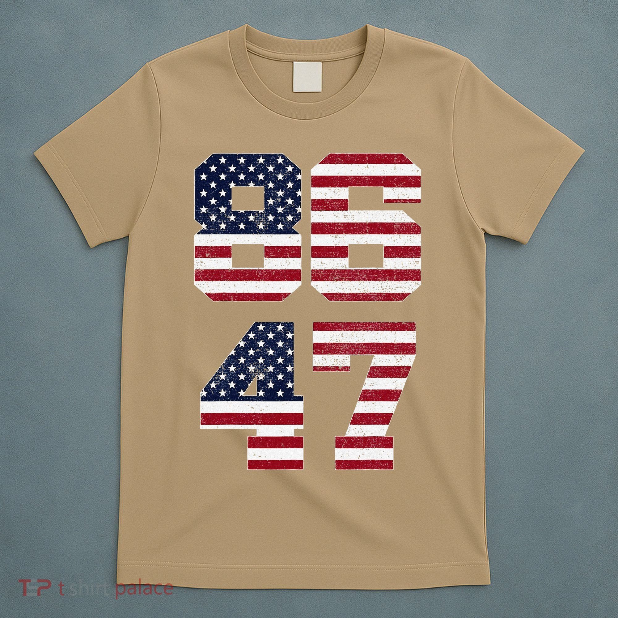 8647 Subtle Anti Funy 86 47 Retro America Flag T-Shirt