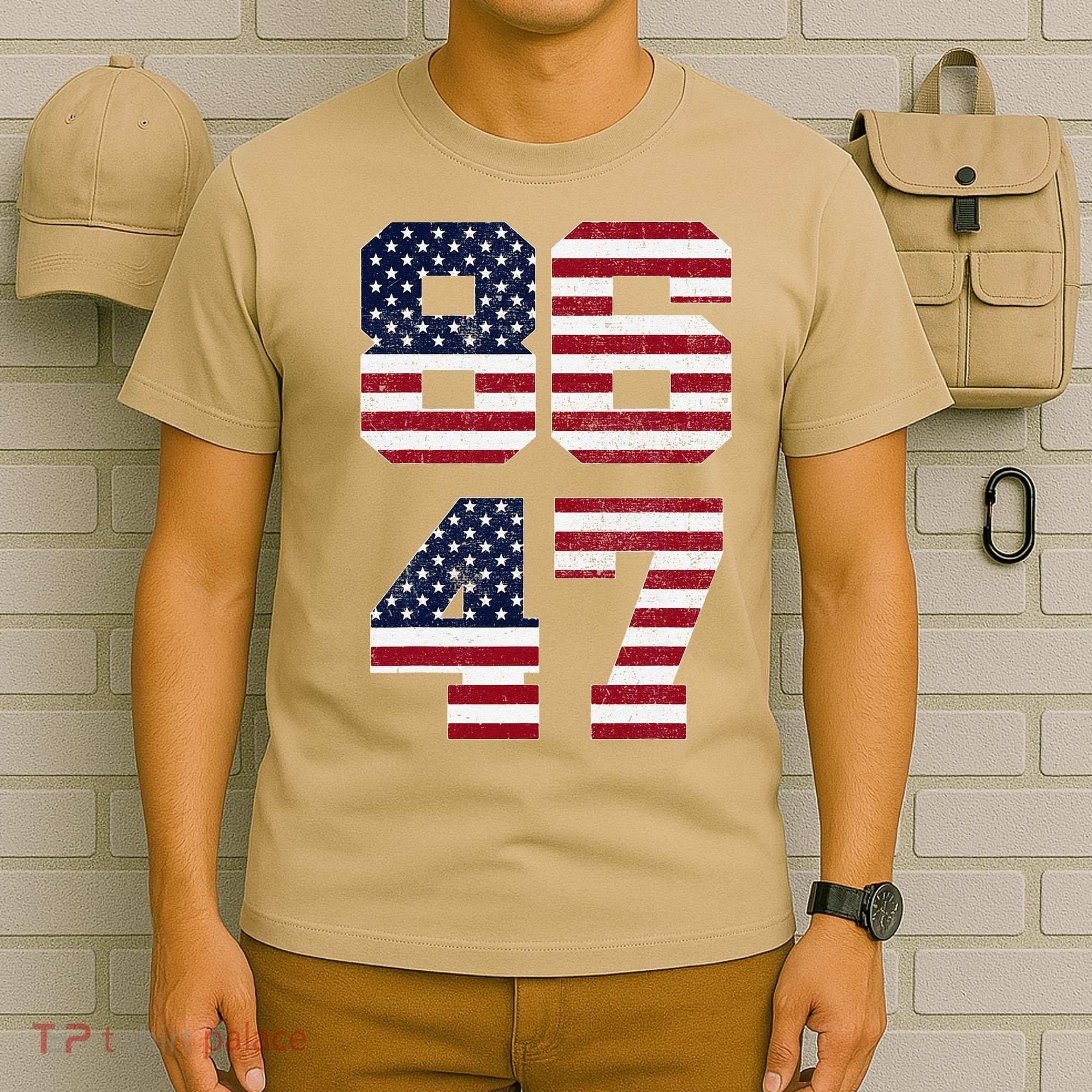 8647 Subtle Anti Funy 86 47 Retro America Flag T-Shirt