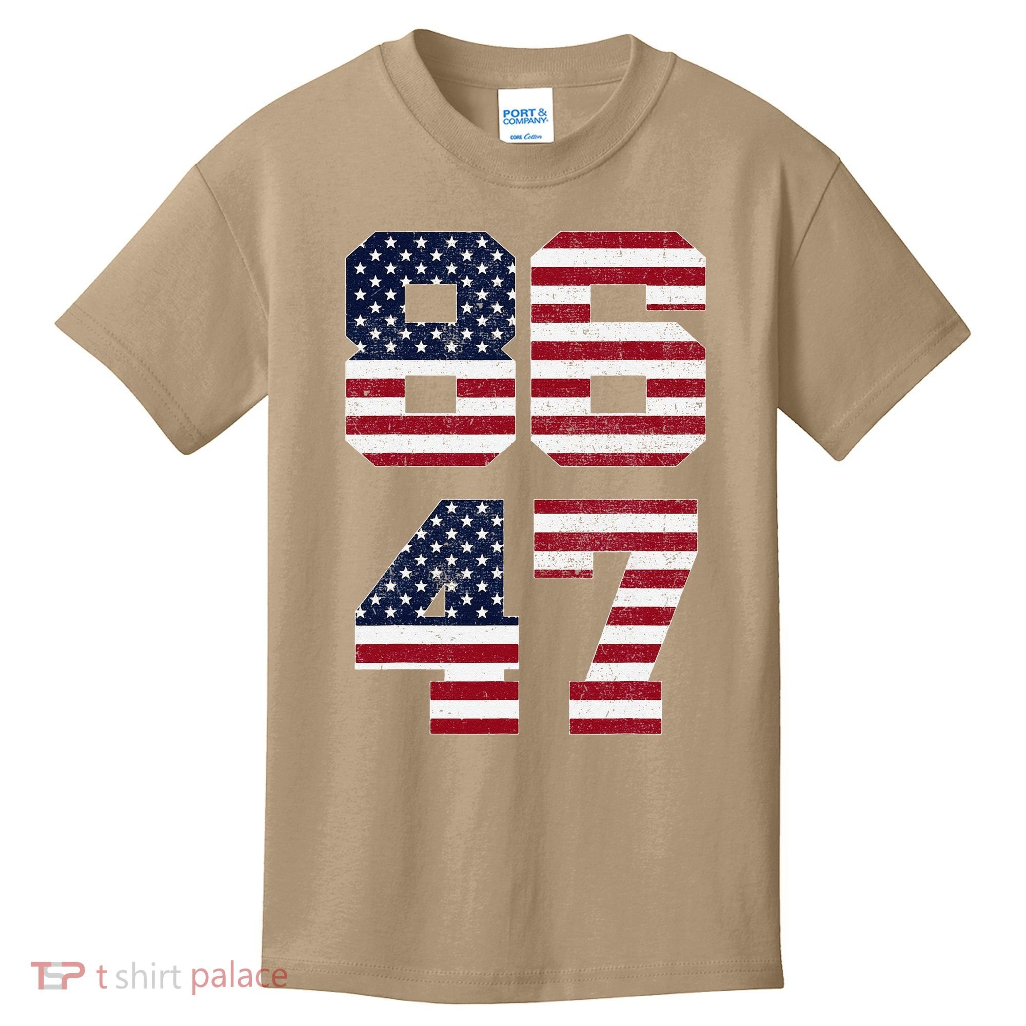 8647 Subtle Anti Funy 86 47 Retro America Flag Kids T-Shirt