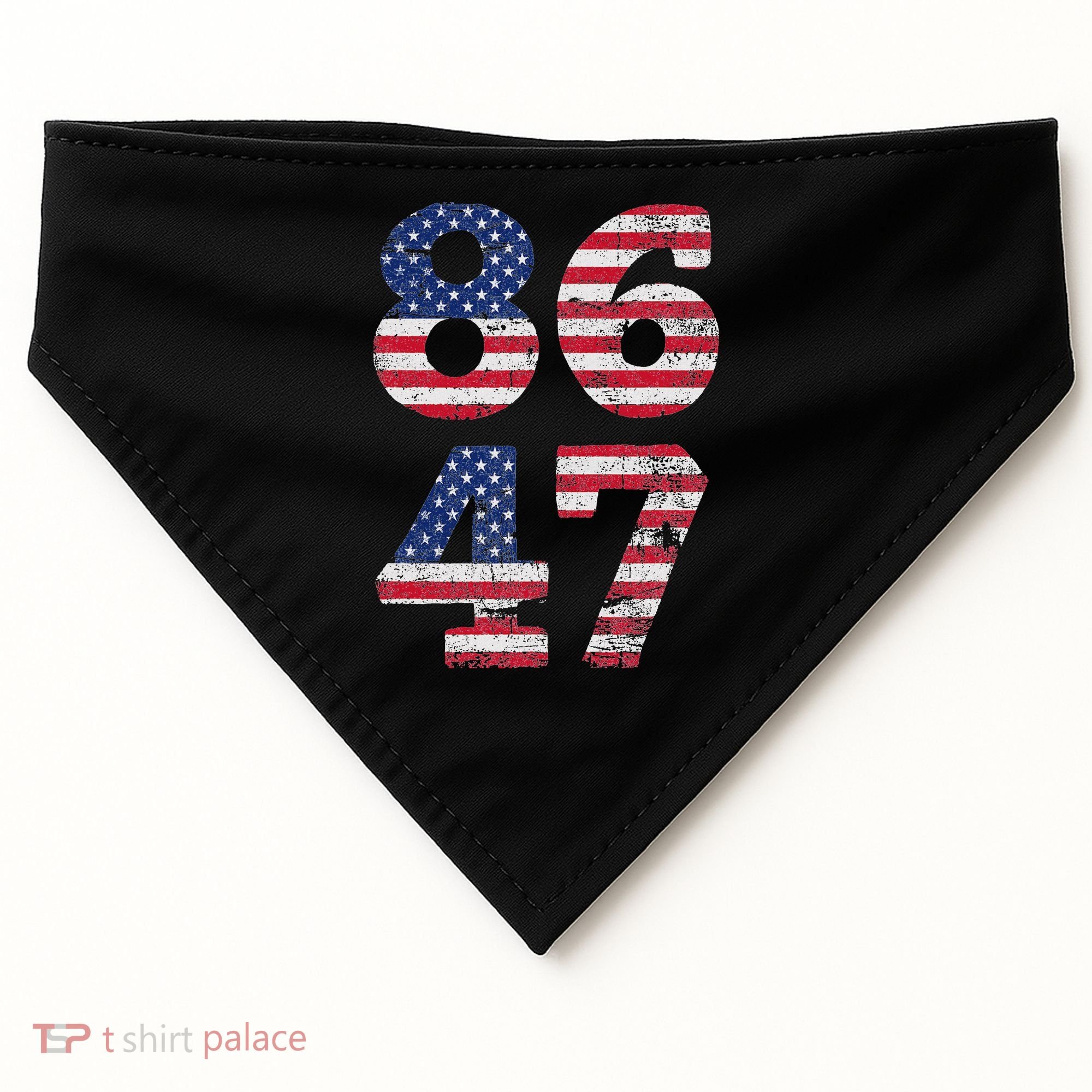 8647 Subtle Anti Trump Ironic Distressed Usa Flag USA-Made Doggie Bandana