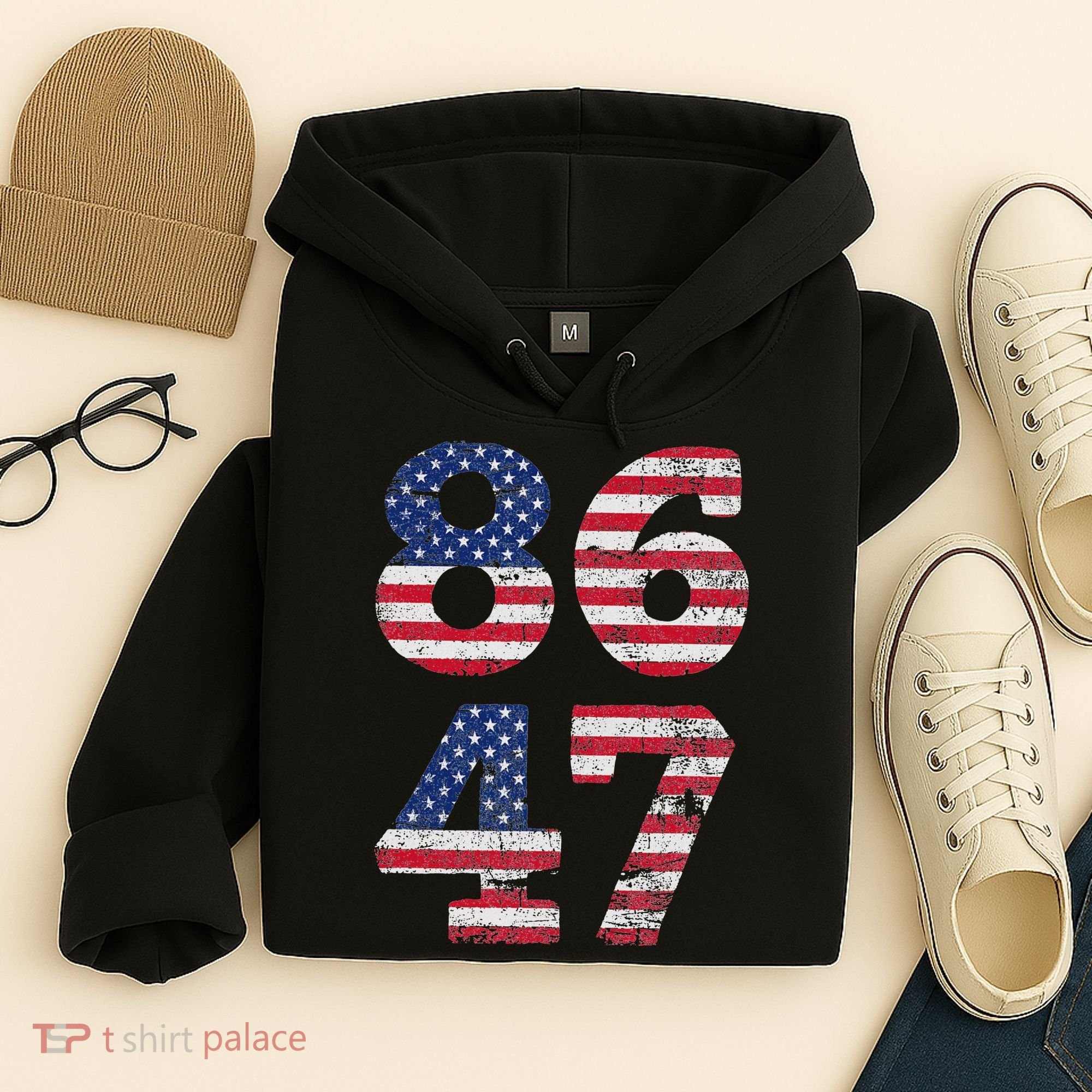 8647 Subtle Anti Trump Ironic Distressed Usa Flag Hoodie