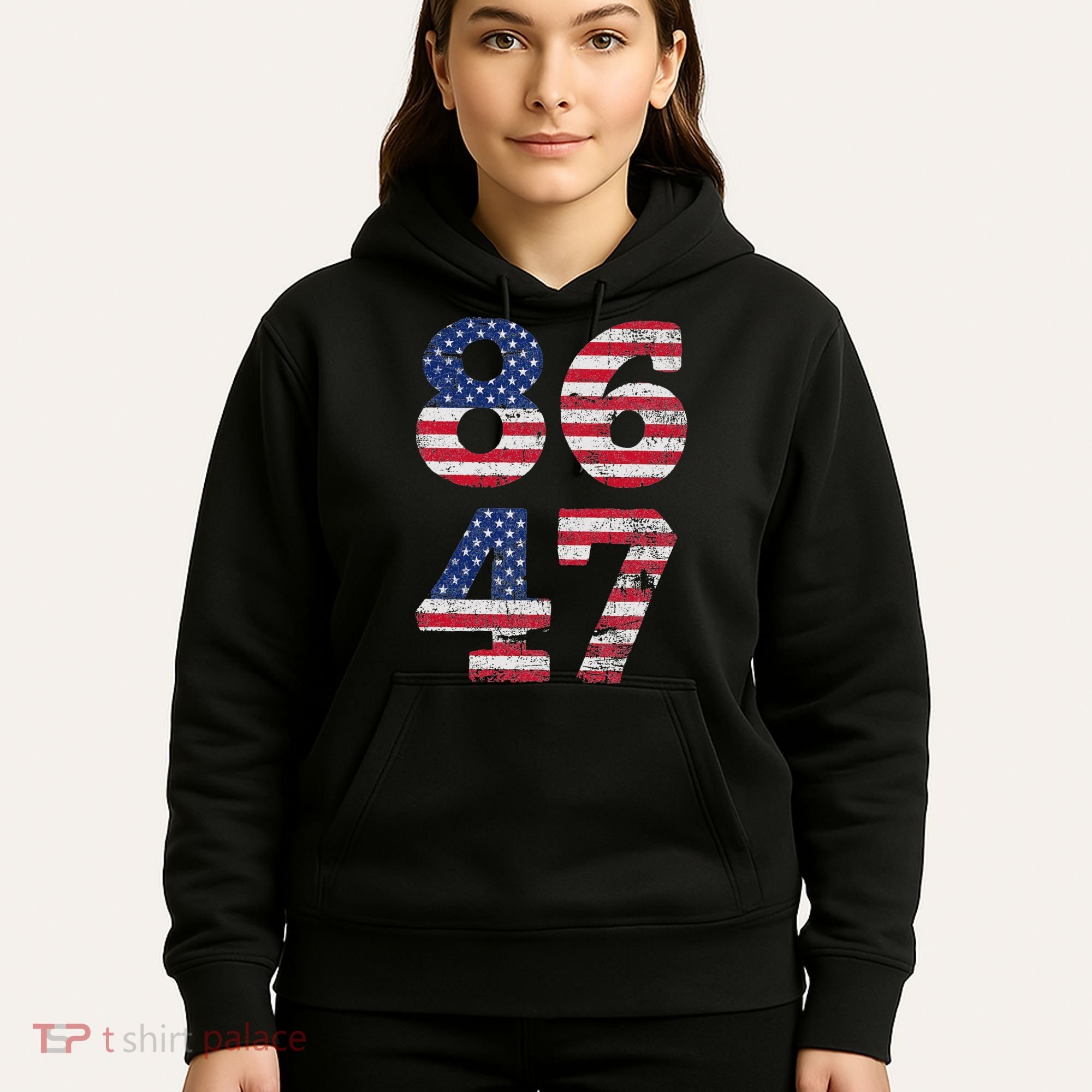 8647 Subtle Anti Trump Ironic Distressed Usa Flag Hoodie