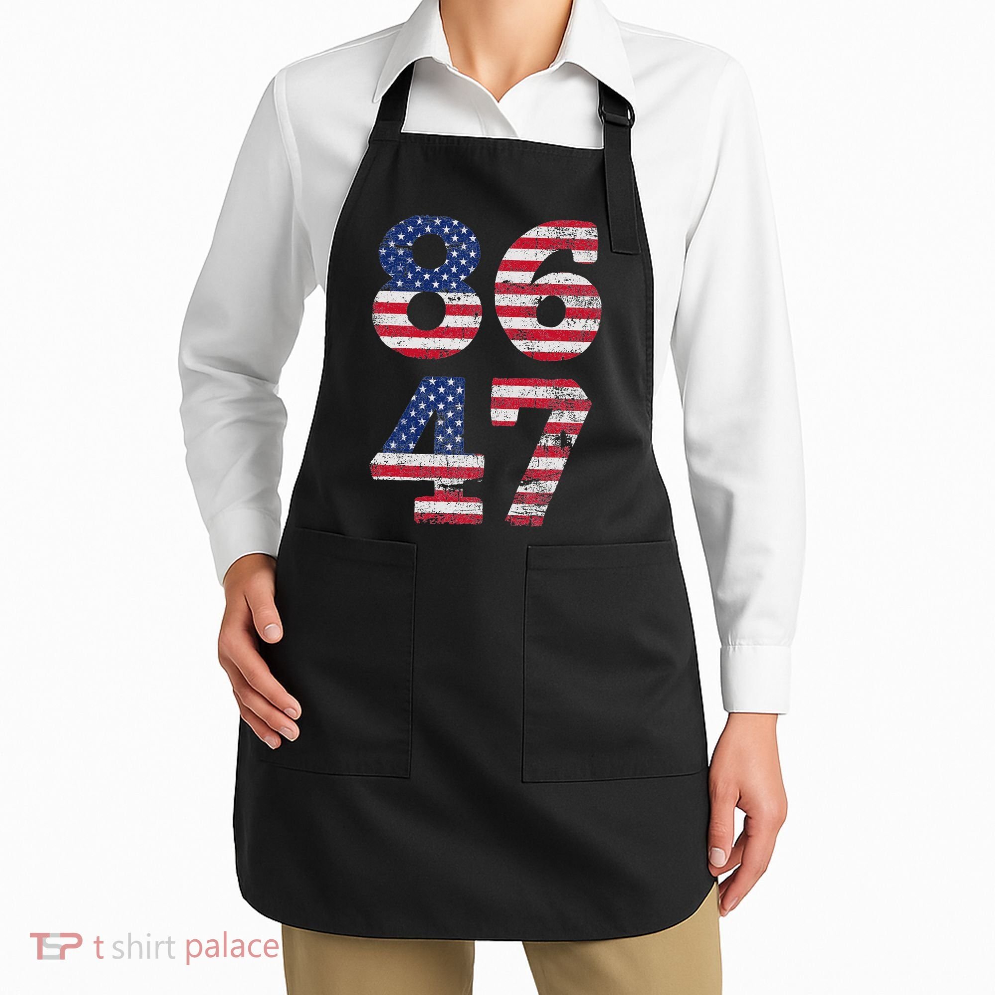 8647 Subtle Anti Trump Ironic Distressed Usa Flag Apron