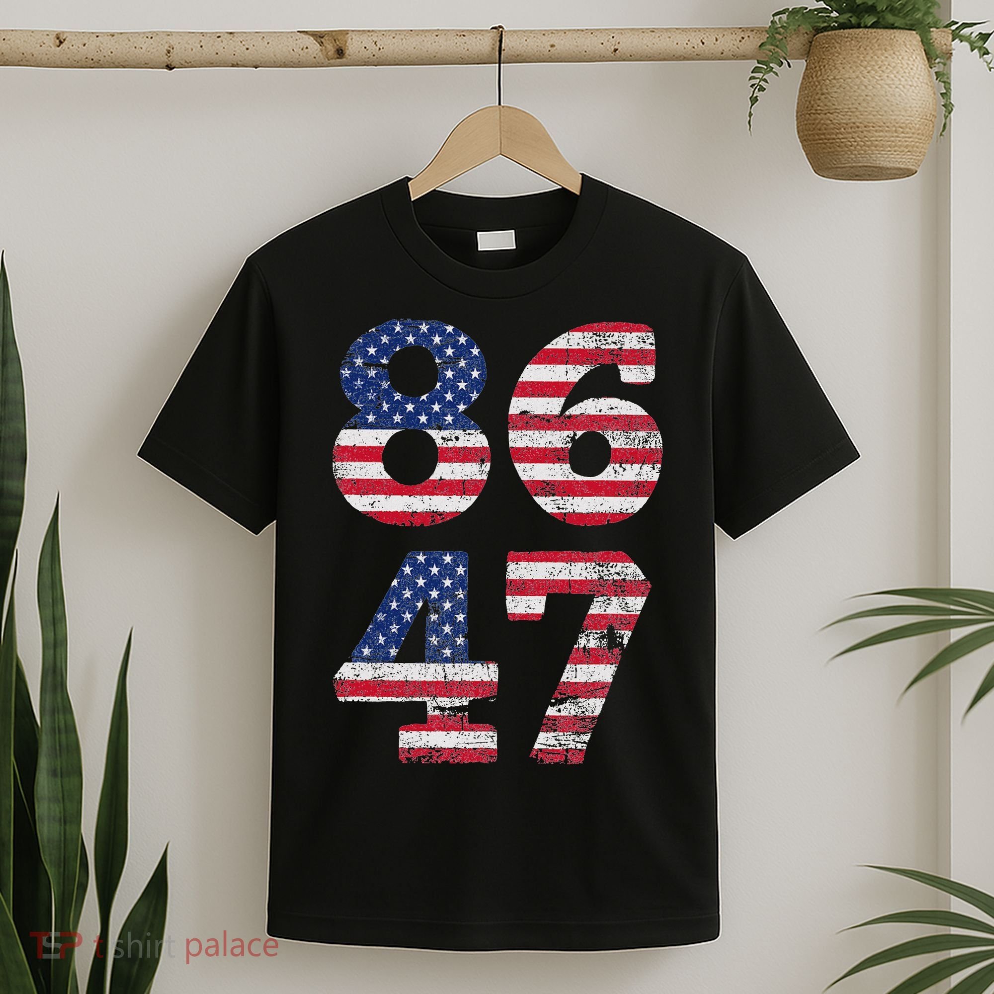 8647 Subtle Anti Trump Ironic Distressed Usa Flag T-Shirt