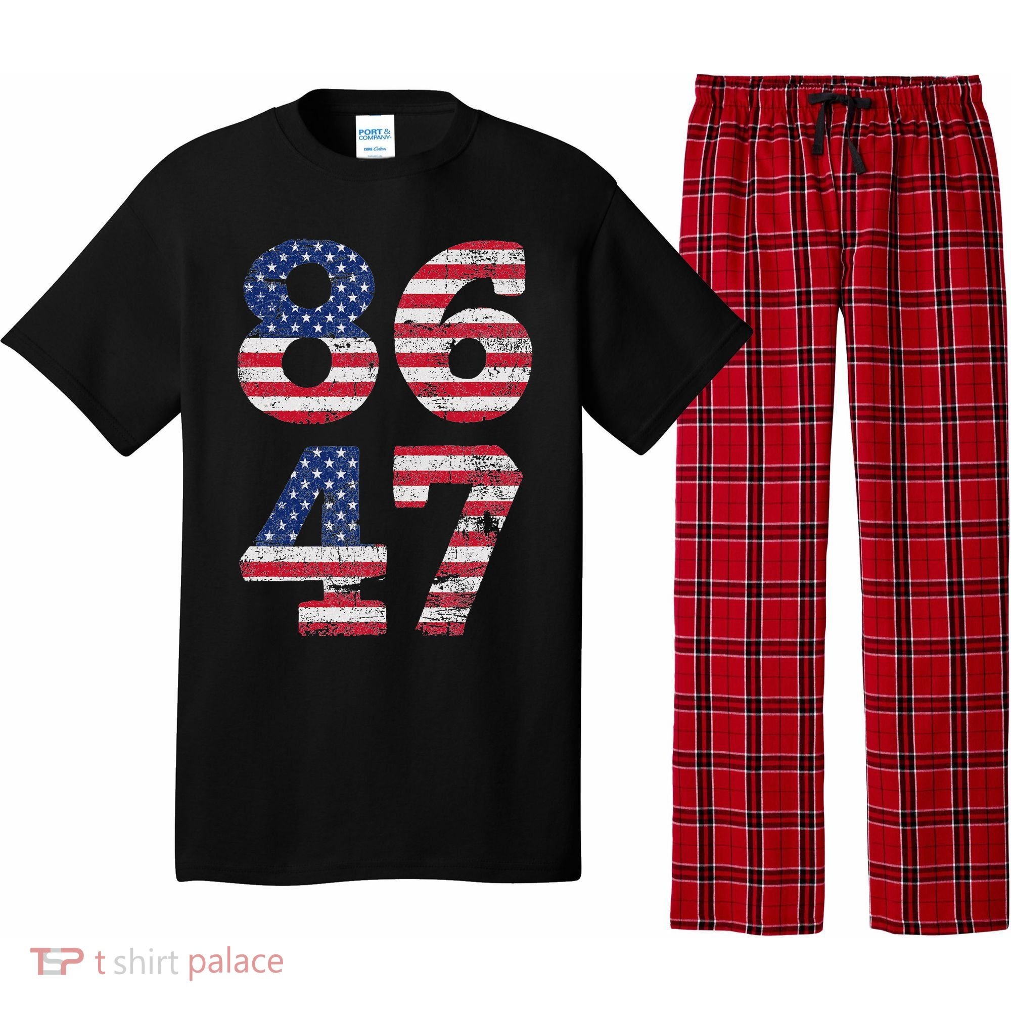 8647 Subtle Anti Trump Ironic Distressed Usa Flag Pajama Set