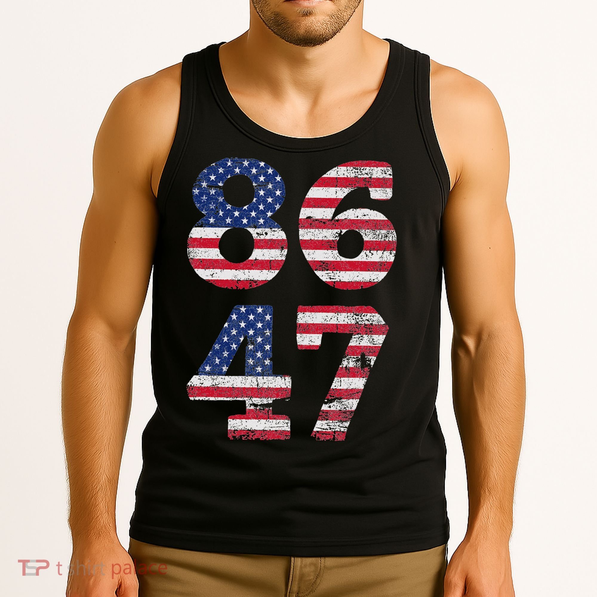 8647 Subtle Anti Trump Ironic Distressed Usa Flag Tank Top