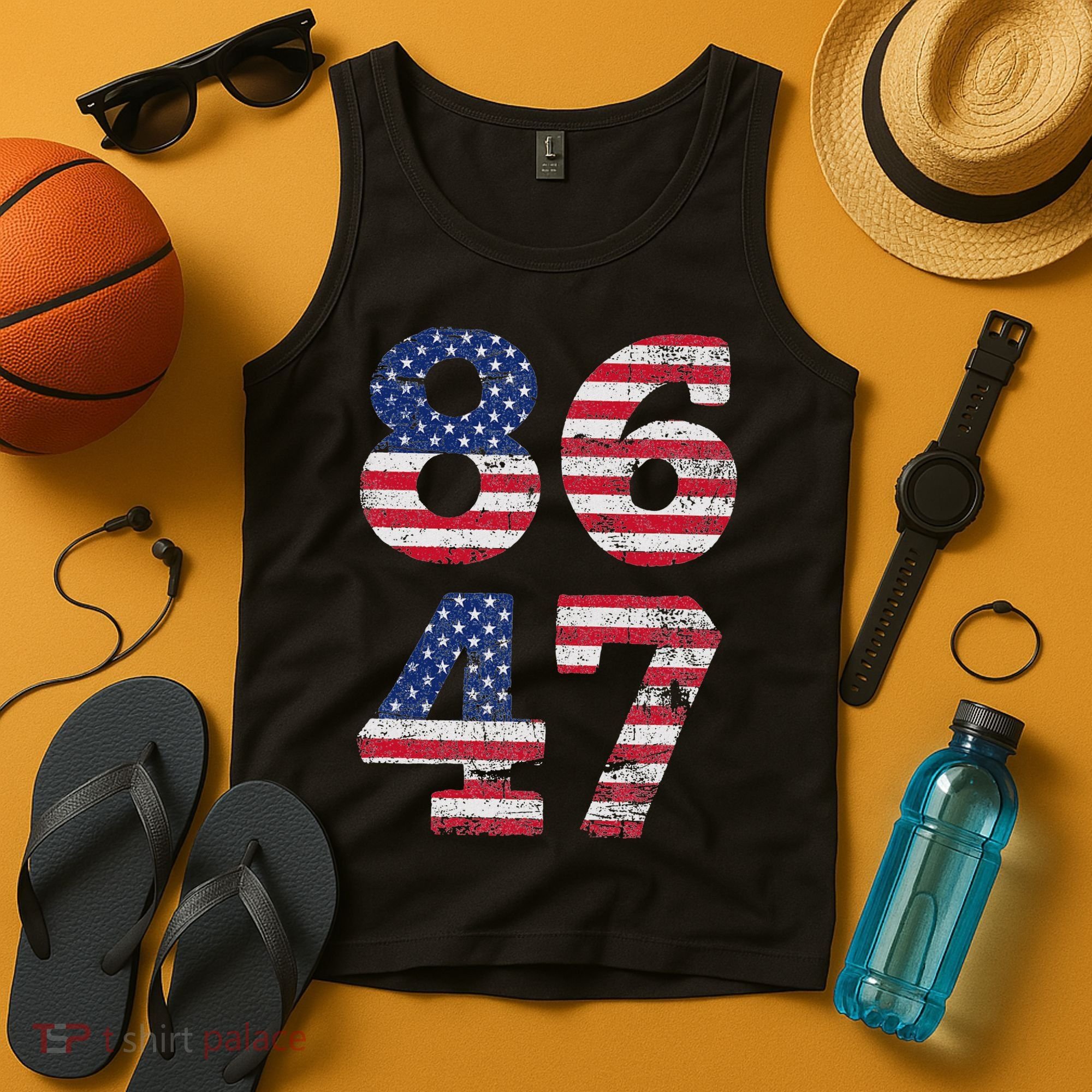 8647 Subtle Anti Trump Ironic Distressed Usa Flag Tank Top