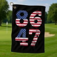 8647 Subtle Anti Trump Ironic Distressed Usa Flag Golf Towel thumb 1