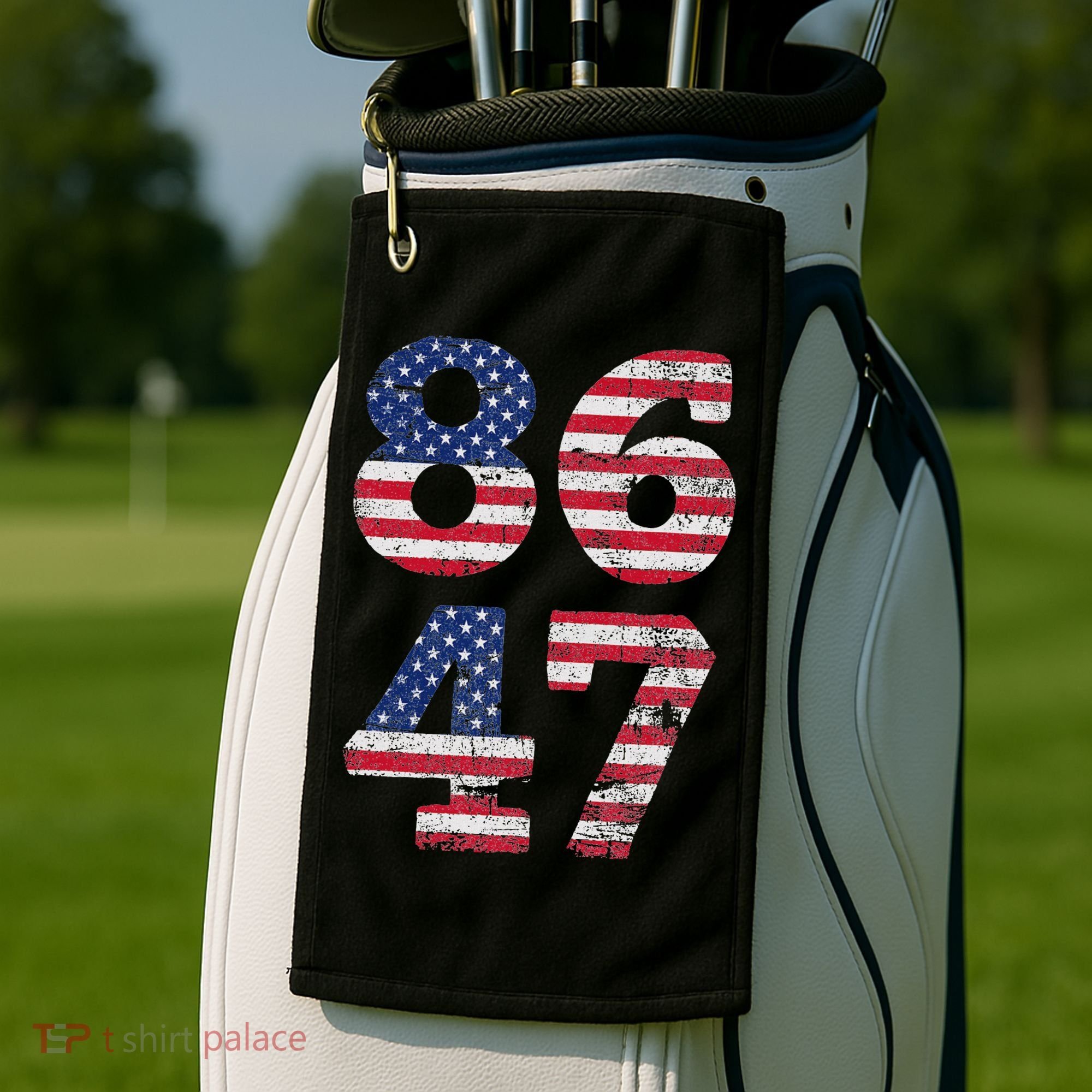 8647 Subtle Anti Trump Ironic Distressed Usa Flag Golf Towel
