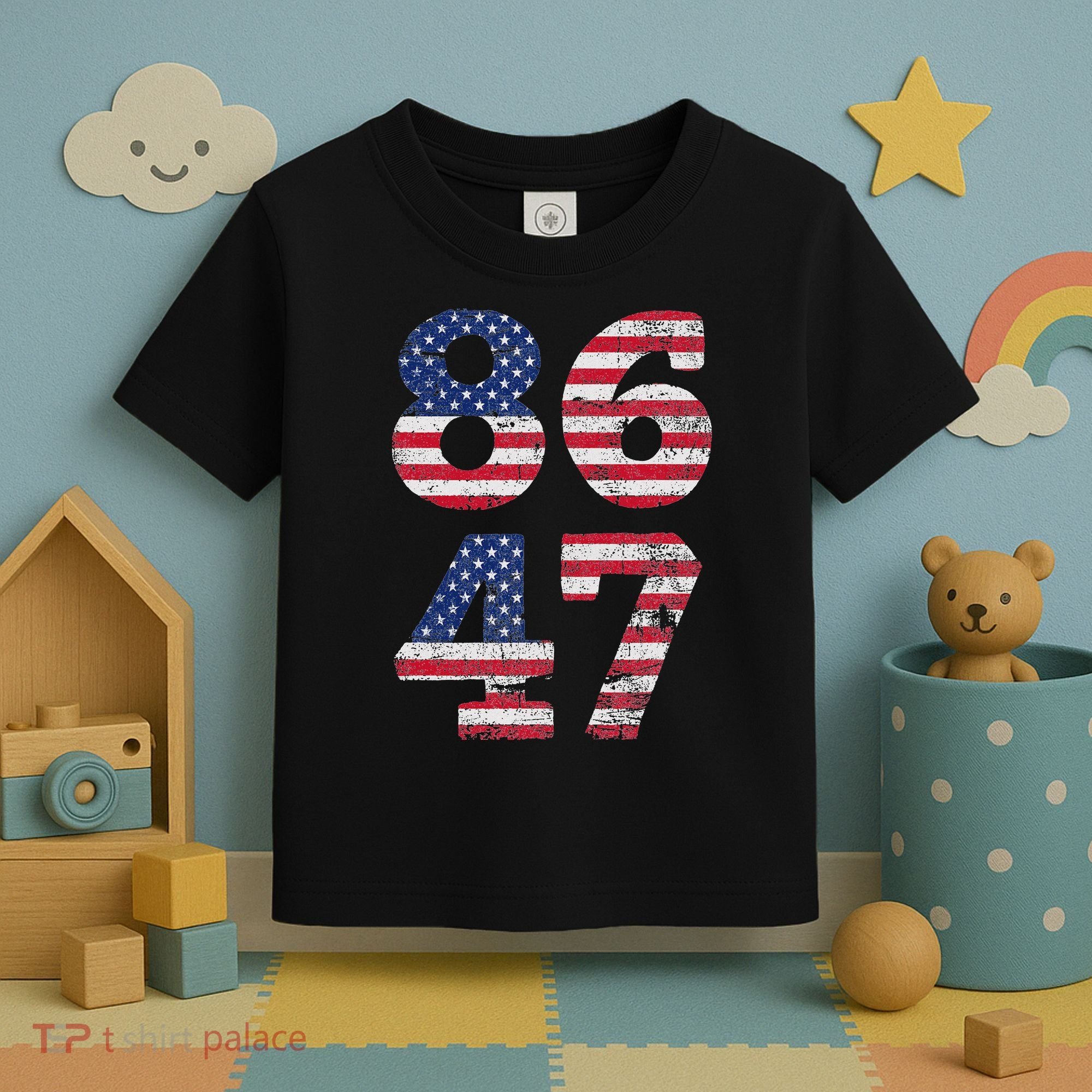 8647 Subtle Anti Trump Ironic Distressed Usa Flag Toddler T-Shirt
