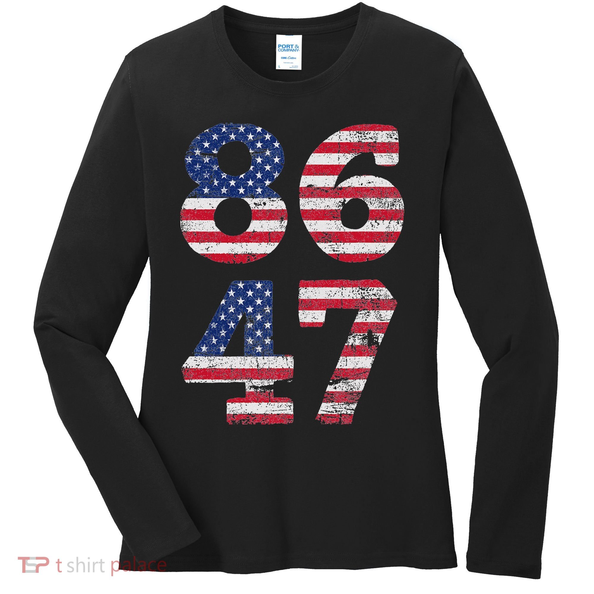 8647 Subtle Anti Trump Ironic Distressed Usa Flag Women's Long Sleeve Shirt