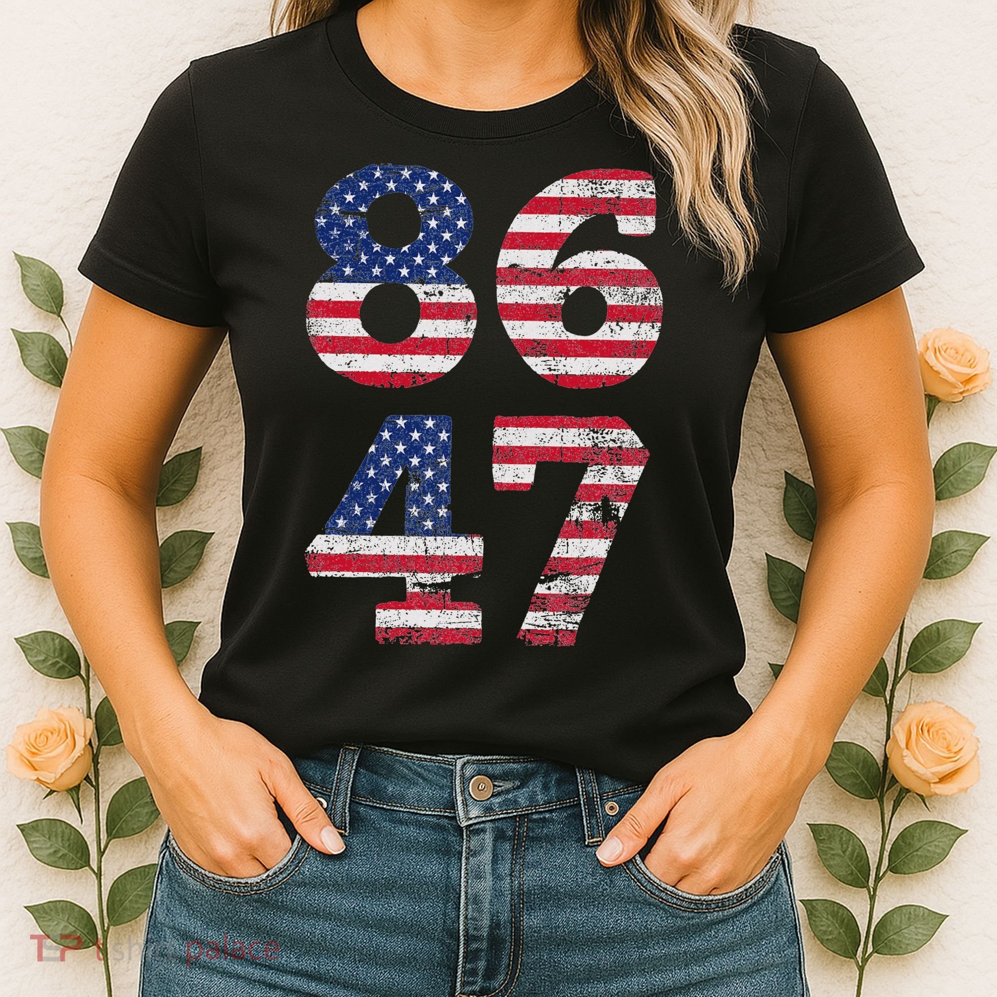 8647 Subtle Anti Trump Ironic Distressed Usa Flag Women's T-Shirt