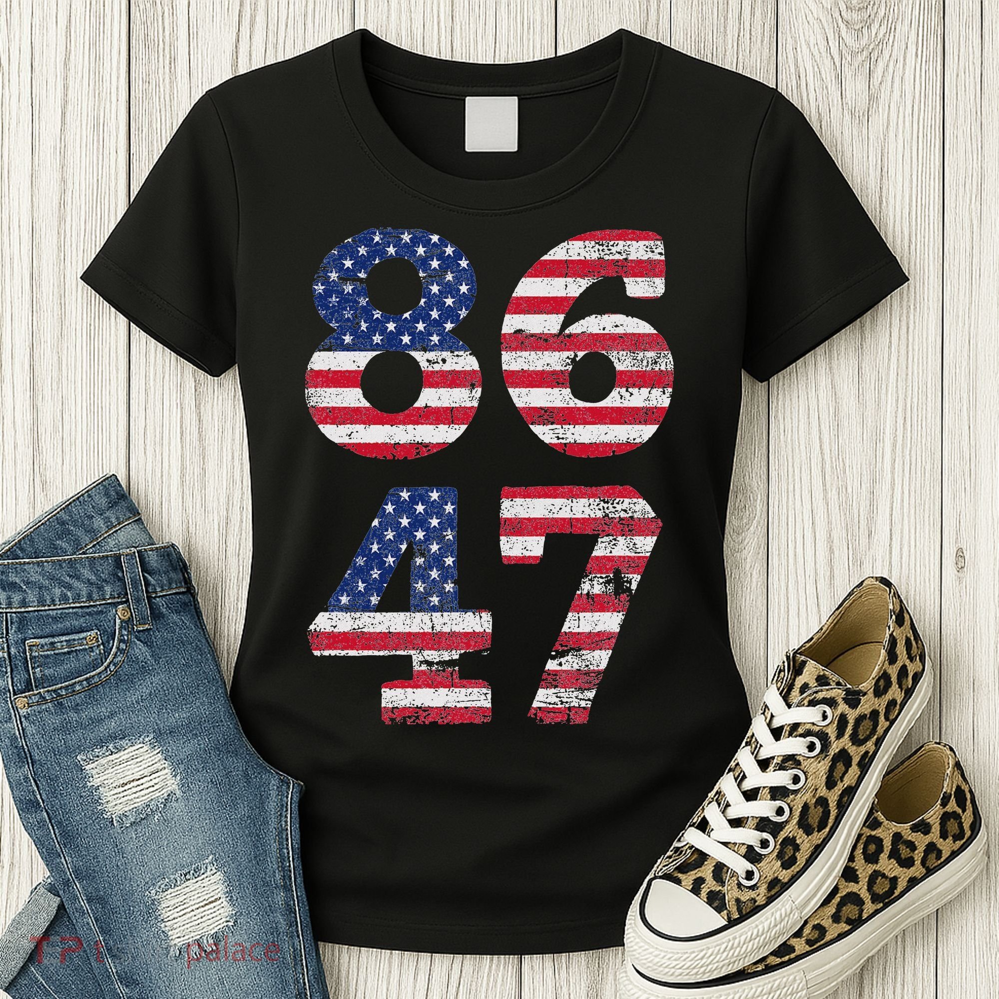 8647 Subtle Anti Trump Ironic Distressed Usa Flag Women's T-Shirt