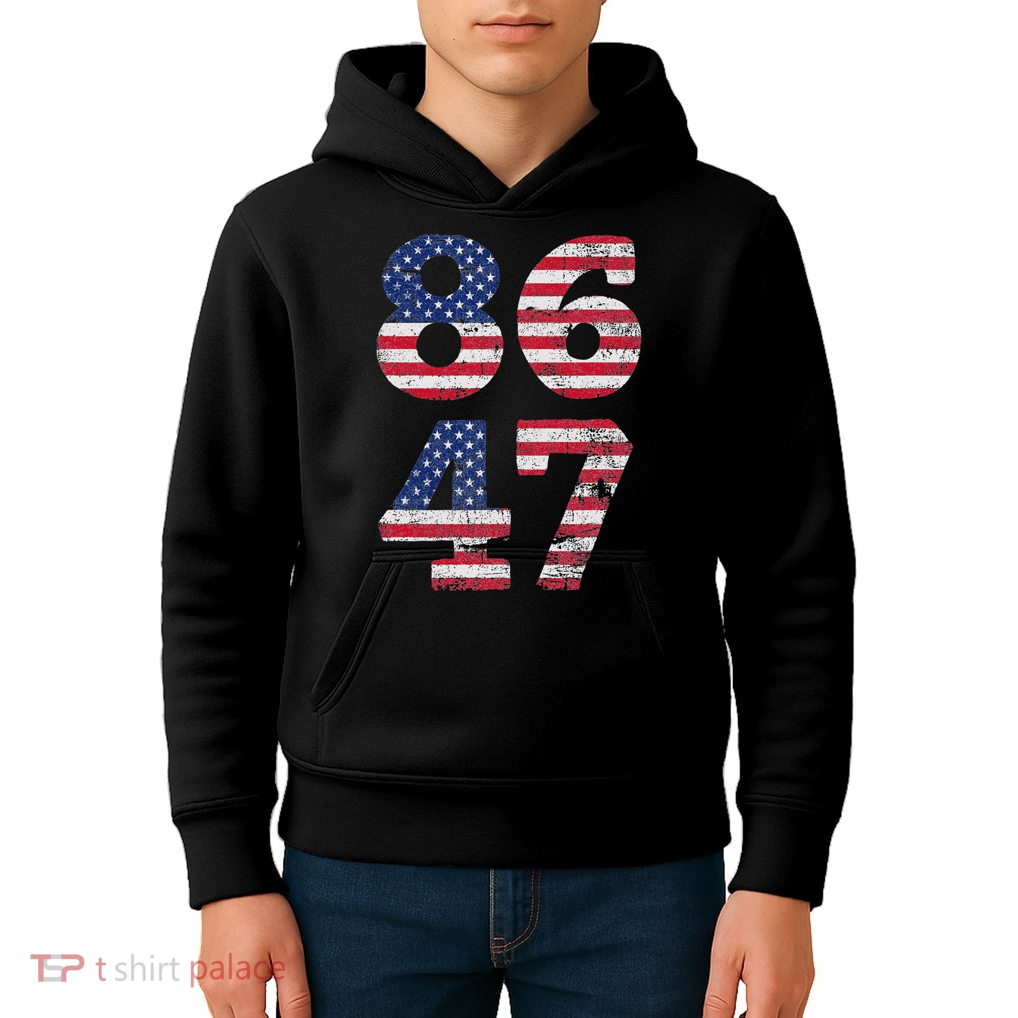 8647 Subtle Anti Trump Ironic Distressed Usa Flag Kids Hoodie