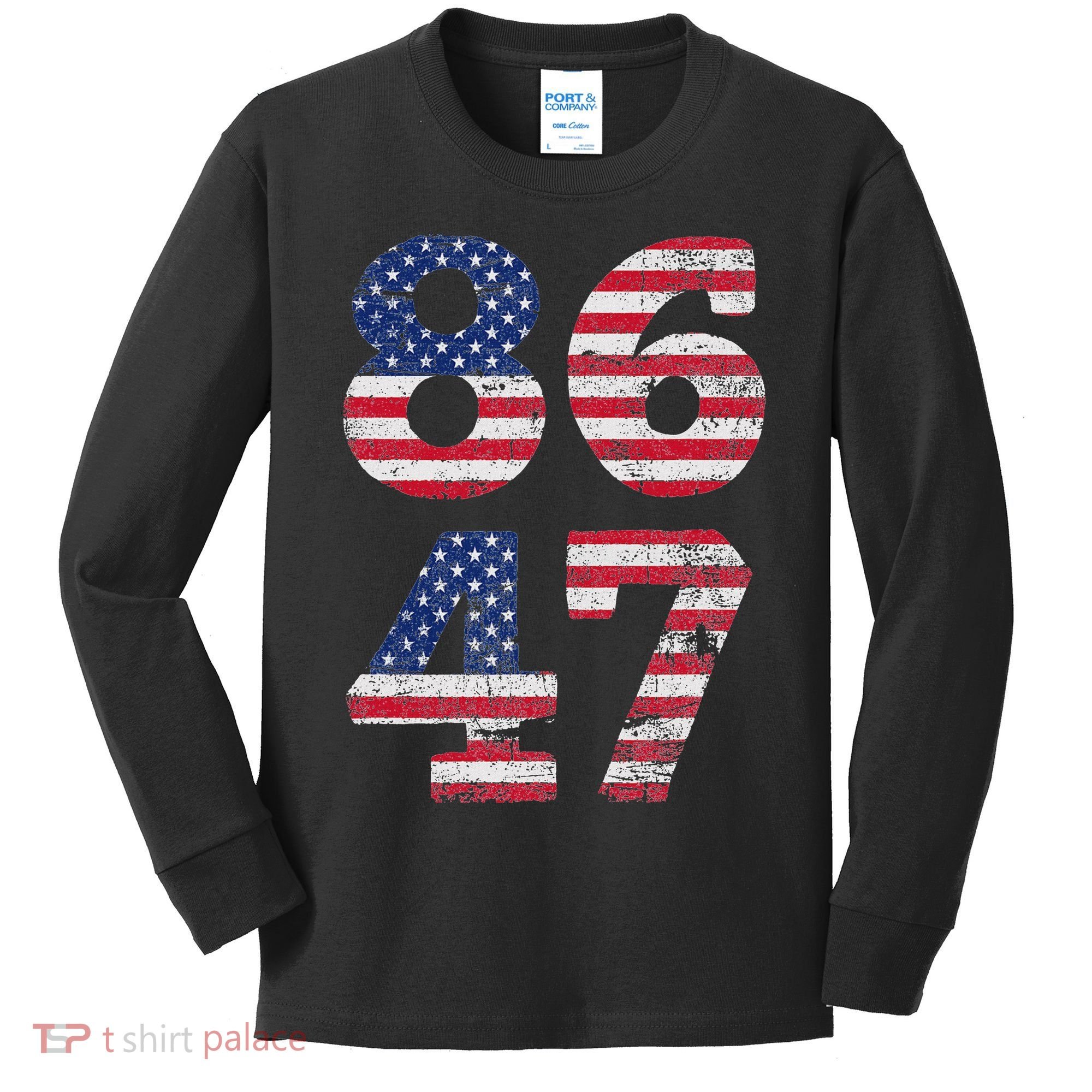 8647 Subtle Anti Trump Ironic Distressed Usa Flag Kids Long Sleeve Shirt