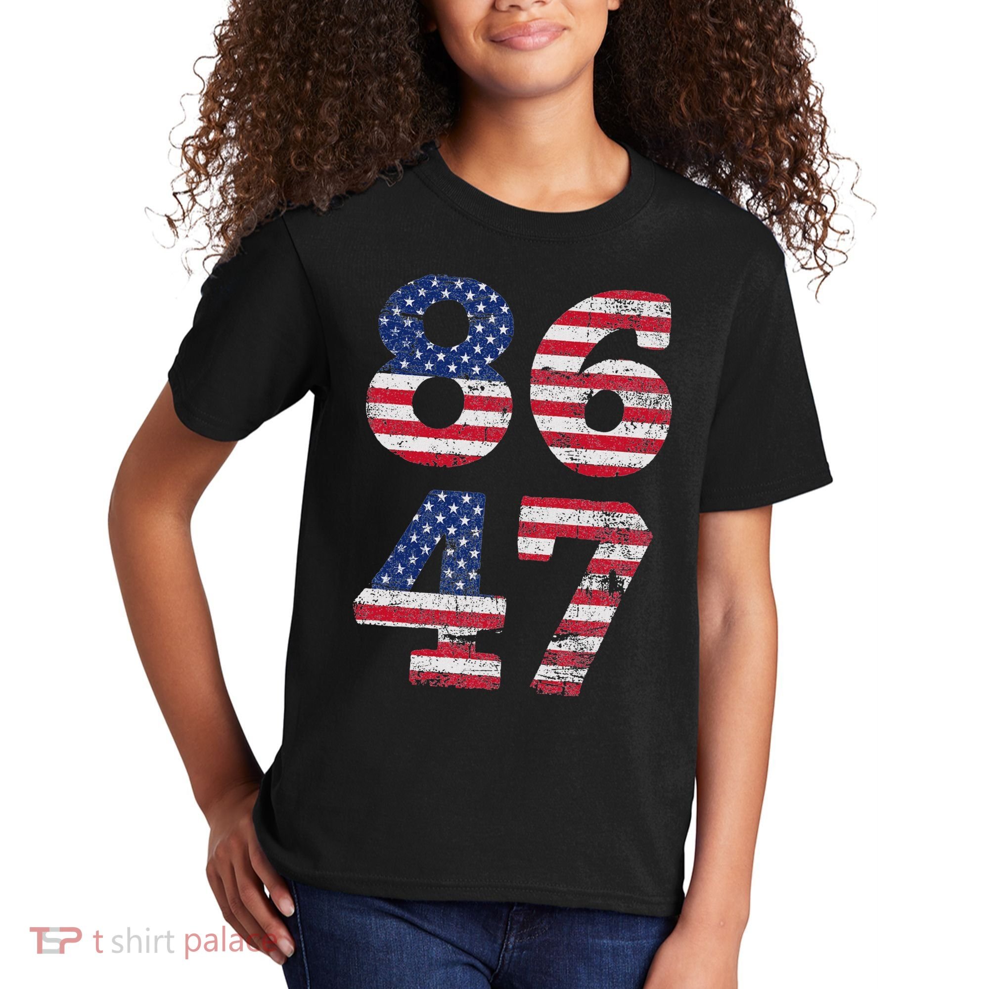 8647 Subtle Anti Trump Ironic Distressed Usa Flag Kids T-Shirt