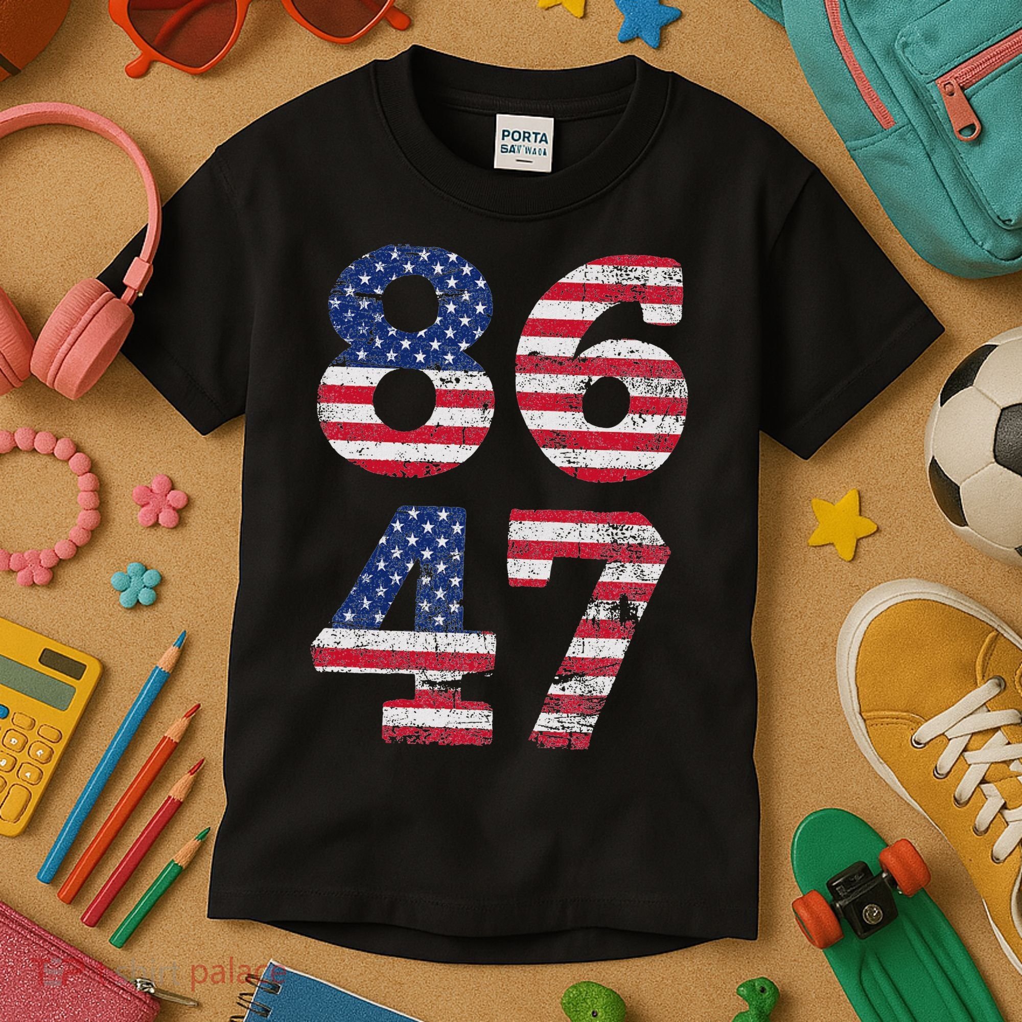 8647 Subtle Anti Trump Ironic Distressed Usa Flag Kids T-Shirt