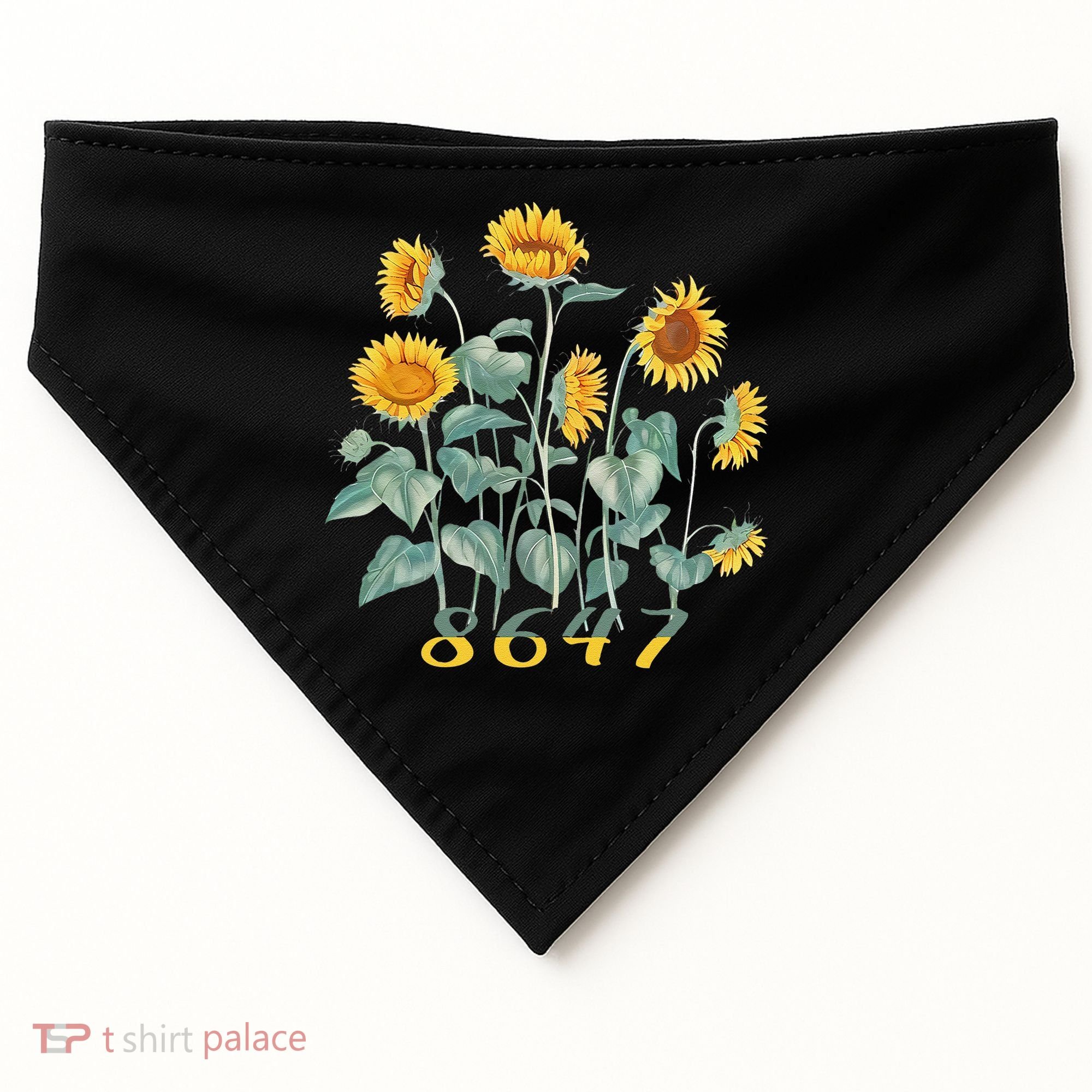 8647 Subtle Anti Trump 86 47 Sunflower Support Ukraine USA-Made Doggie Bandana