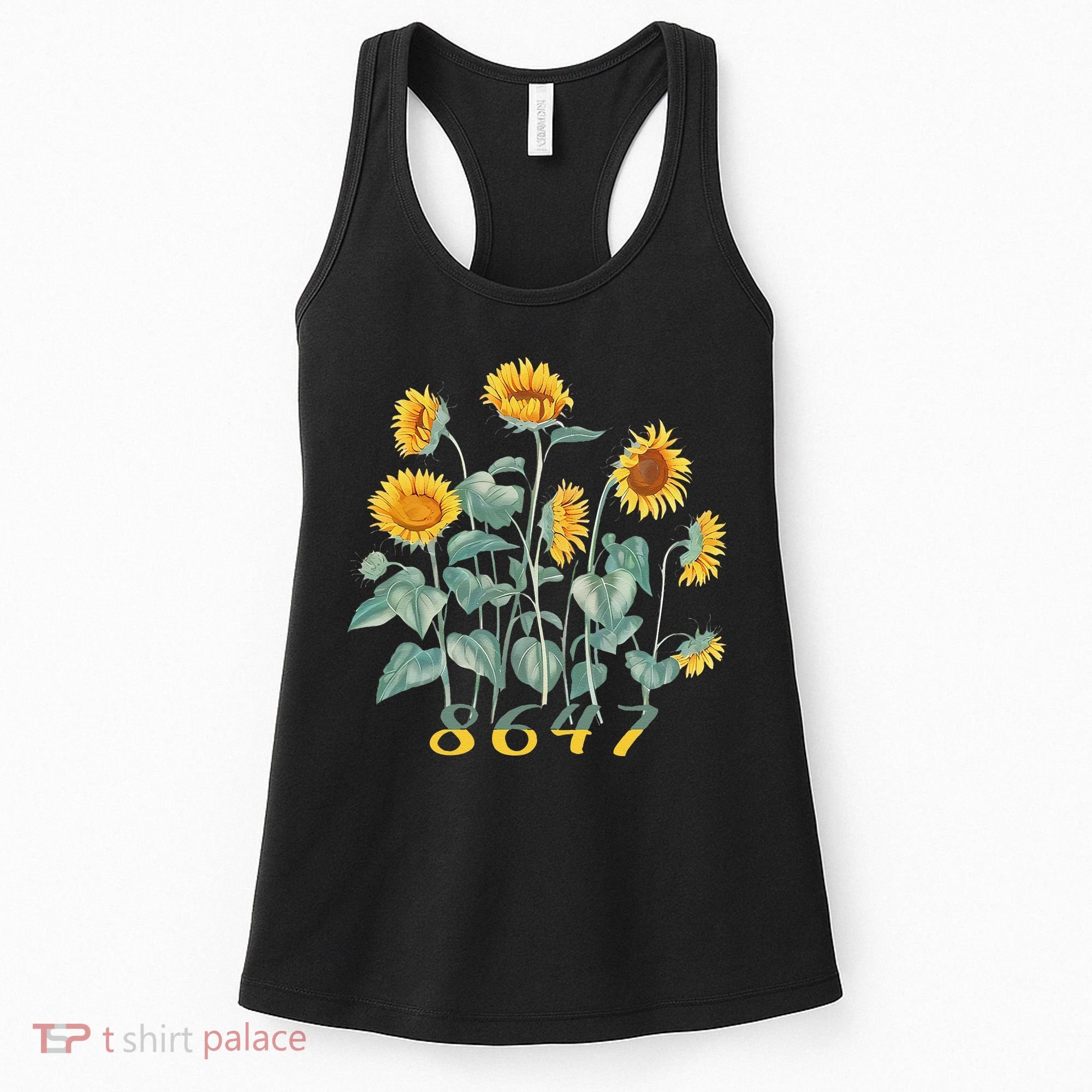 8647 Subtle Anti Trump 86 47 Sunflower Support Ukraine Women's Tank Top