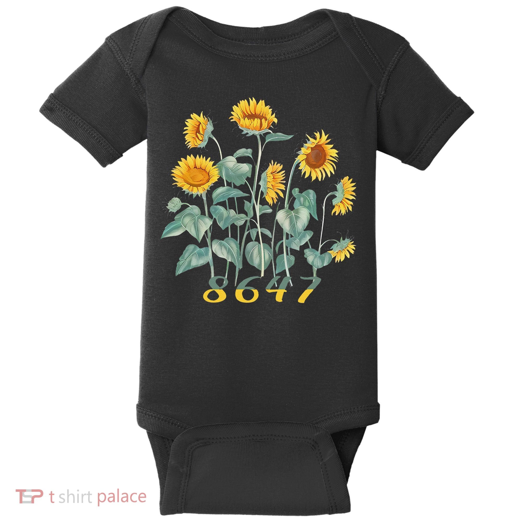8647 Subtle Anti Trump 86 47 Sunflower Support Ukraine Baby Bodysuit