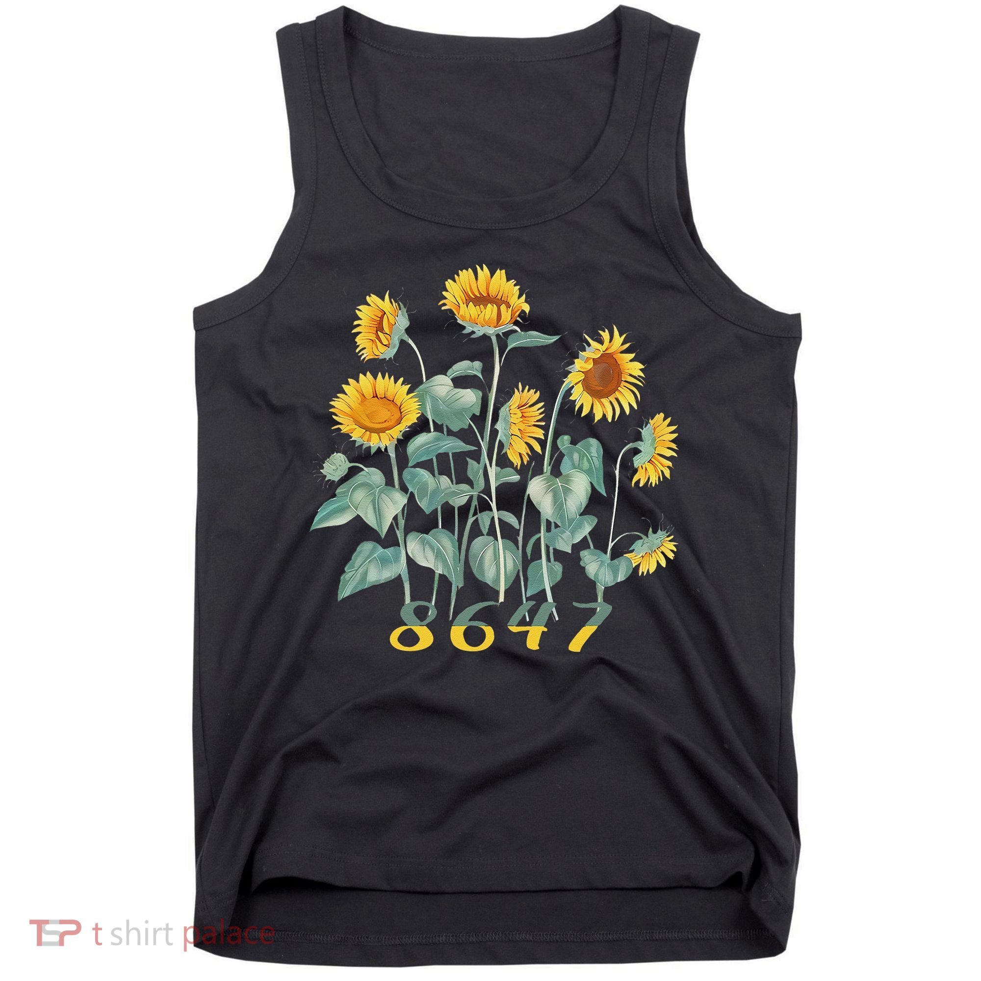8647 Subtle Anti Trump 86 47 Sunflower Support Ukraine Tank Top