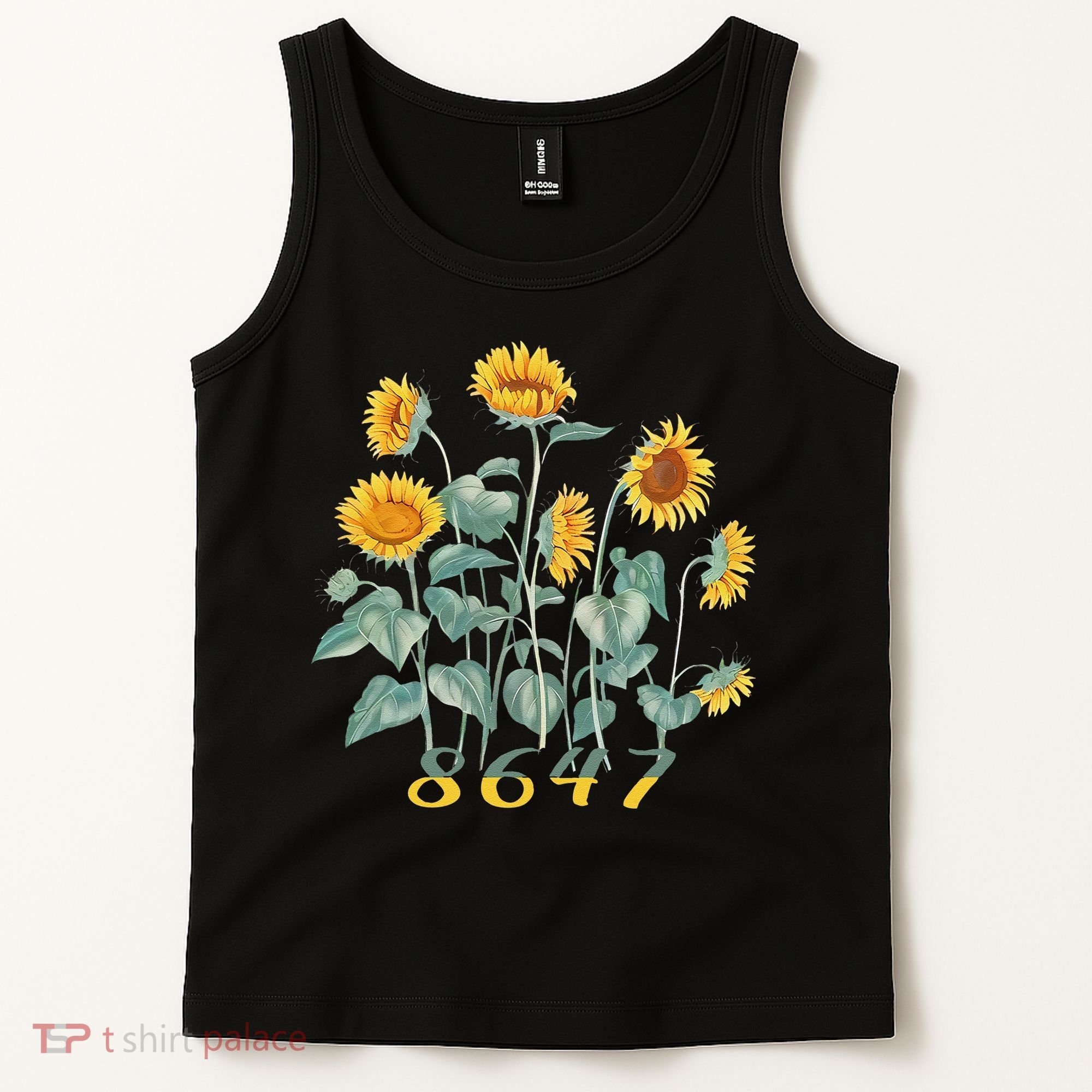 8647 Subtle Anti Trump 86 47 Sunflower Support Ukraine Tank Top