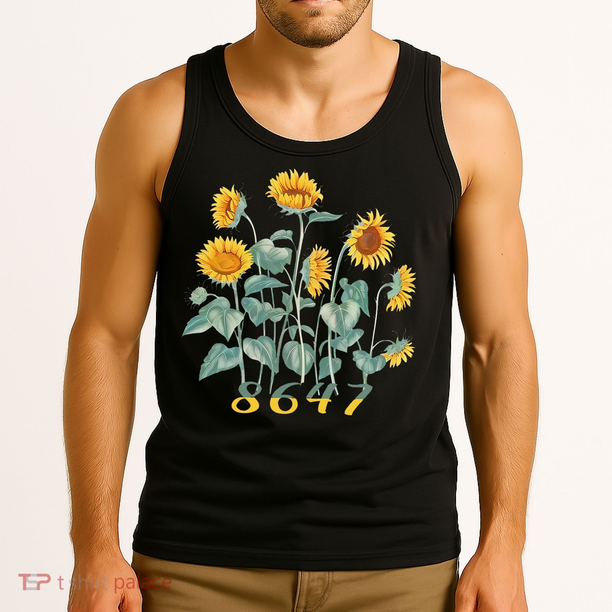 8647 Subtle Anti Trump 86 47 Sunflower Support Ukraine Tank Top