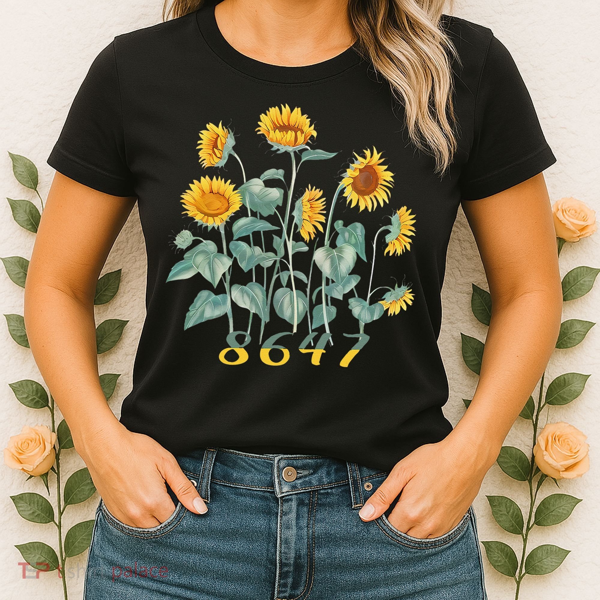 8647 Subtle Anti Trump 86 47 Sunflower Support Ukraine Women's T-Shirt