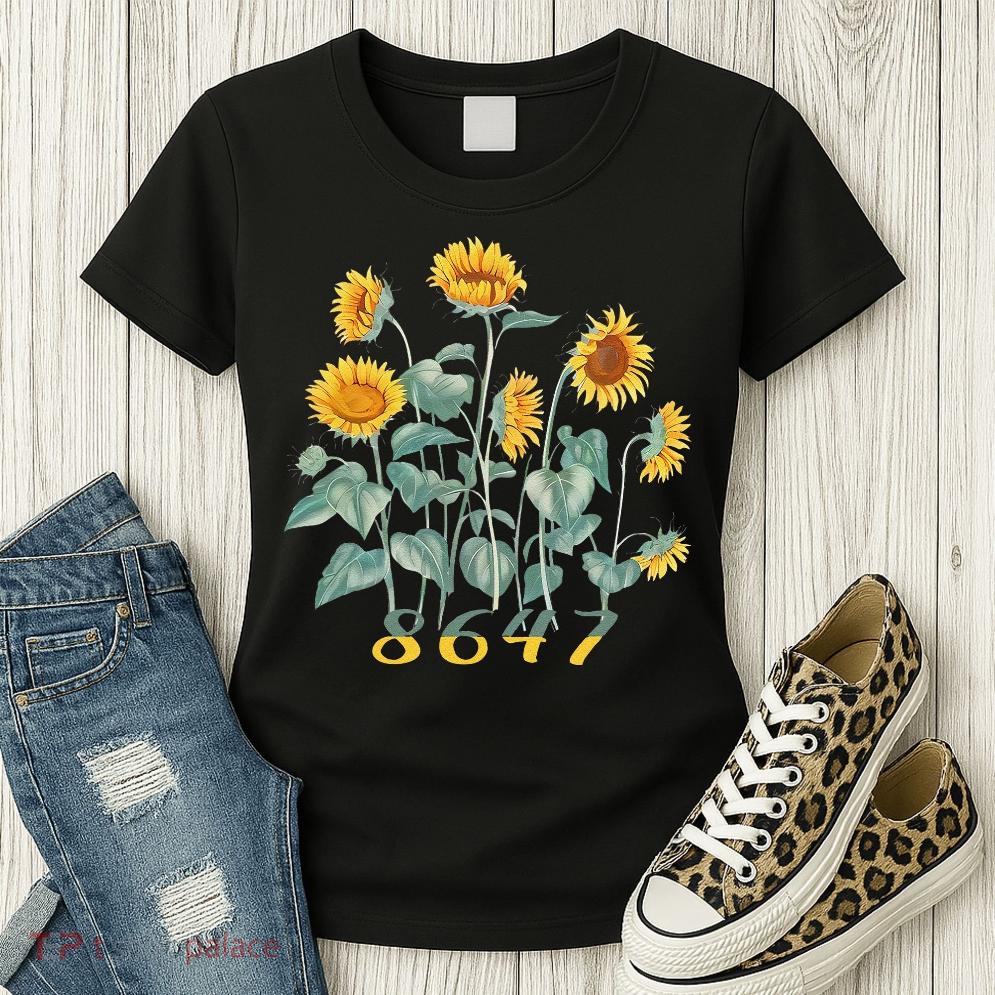 8647 Subtle Anti Trump 86 47 Sunflower Support Ukraine Women's T-Shirt