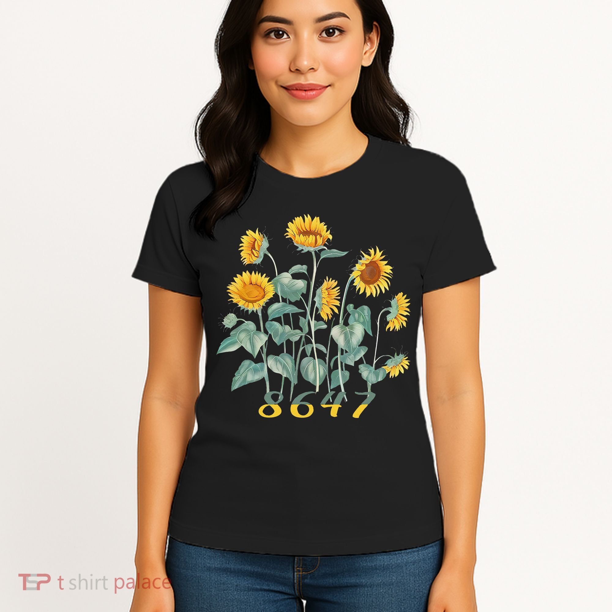 8647 Subtle Anti Trump 86 47 Sunflower Support Ukraine Women's T-Shirt