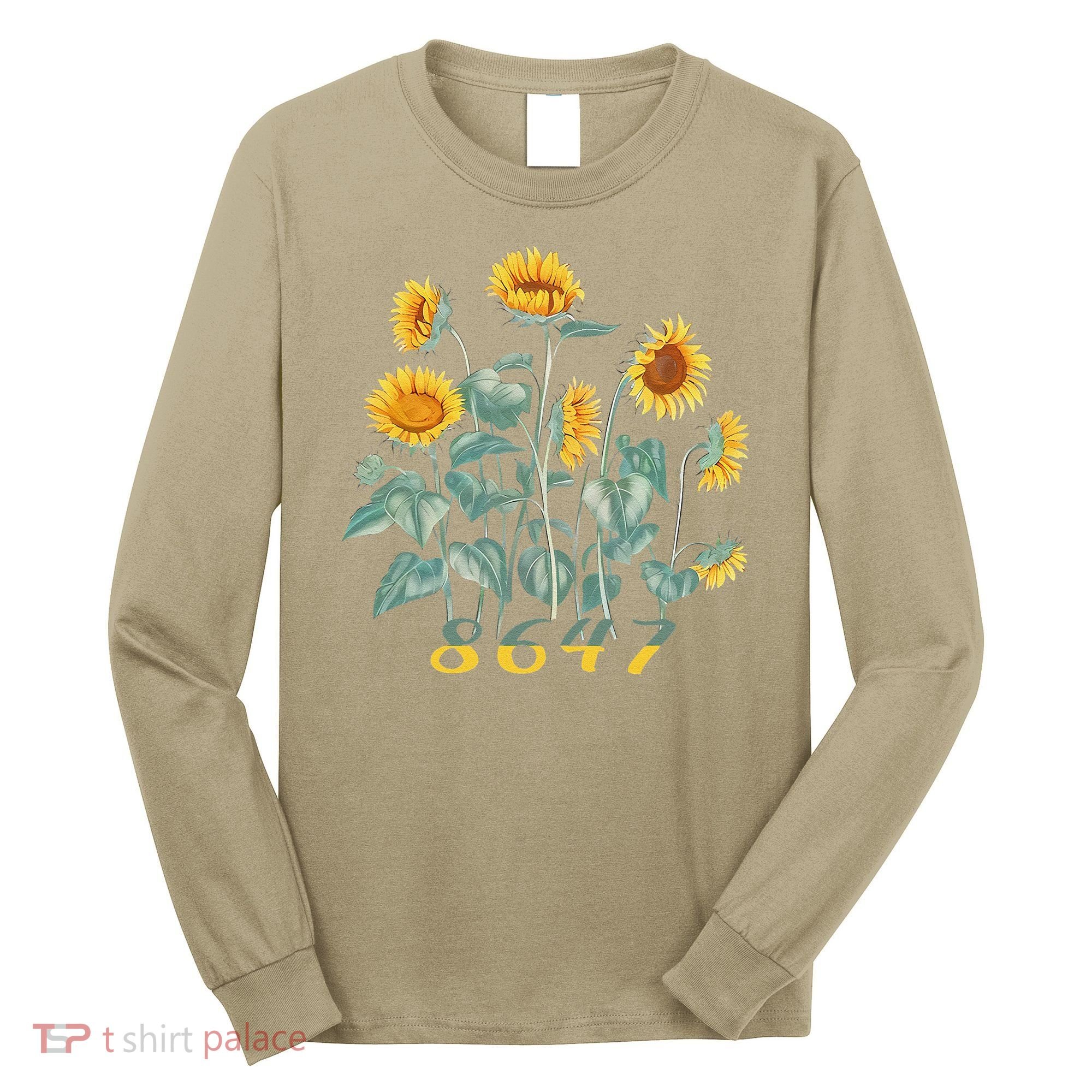 8647 Subtle Anti Trump 86 47 Sunflower Support Ukraine Long Sleeve Shirt