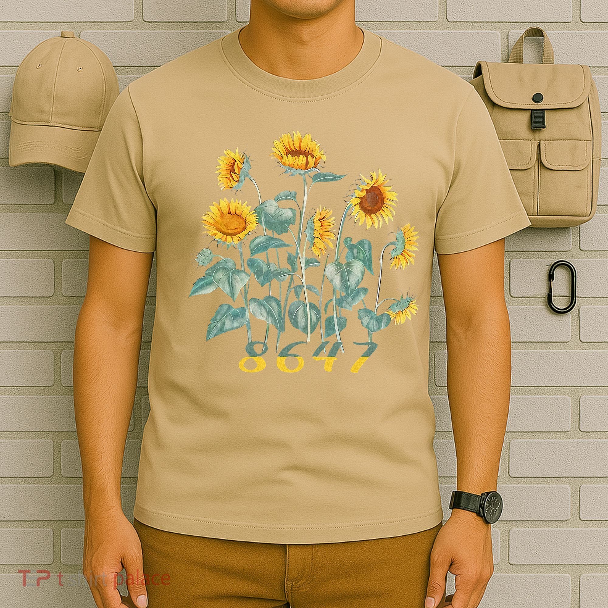 8647 Subtle Anti Trump 86 47 Sunflower Support Ukraine T-Shirt