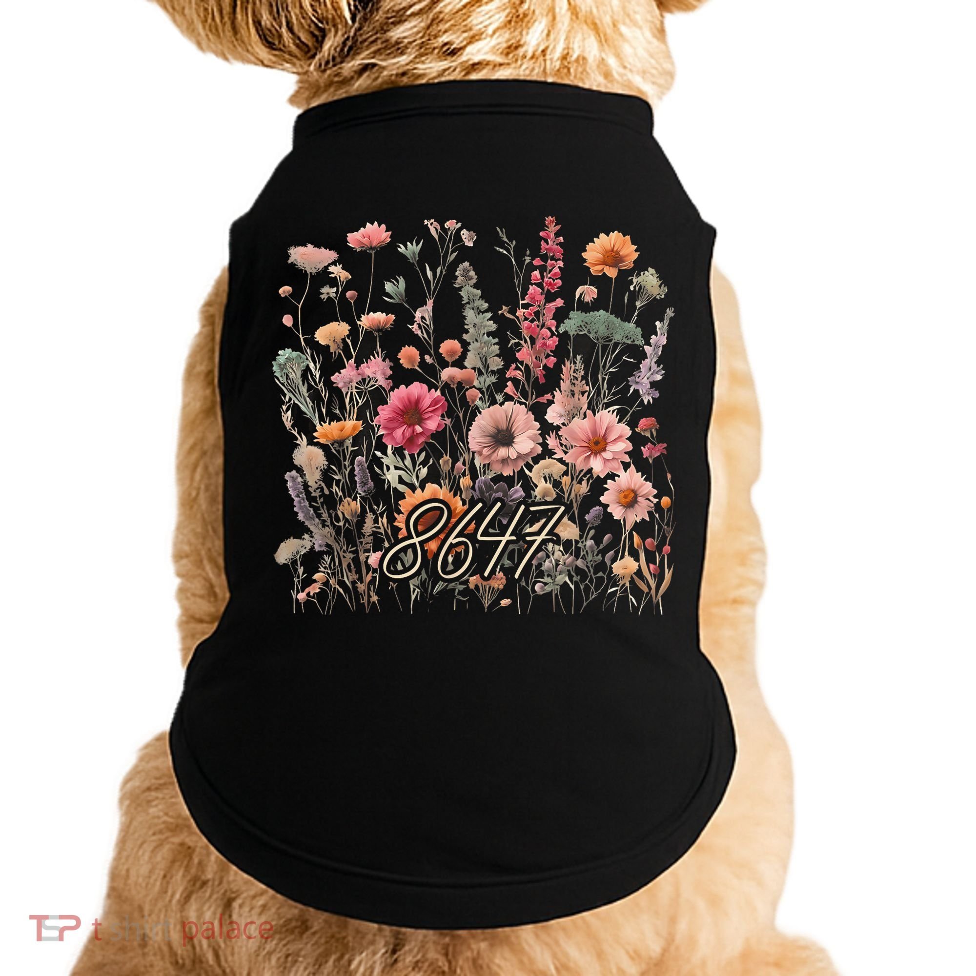 8647 Subtle Anti Trump 86 47 Floral Boho Style Doggie Tank