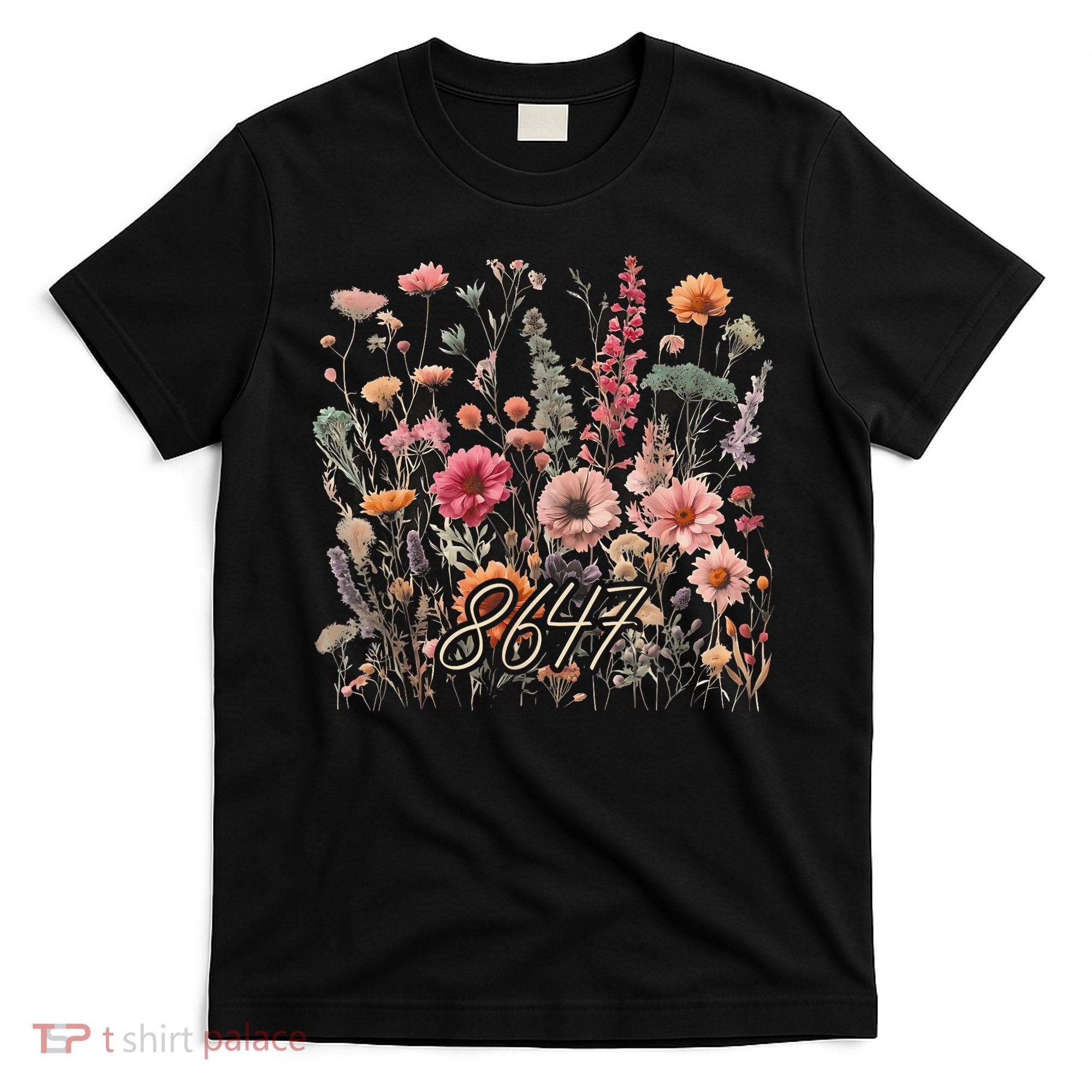8647 Subtle Anti Trump 86 47 Floral Boho Style T-Shirt