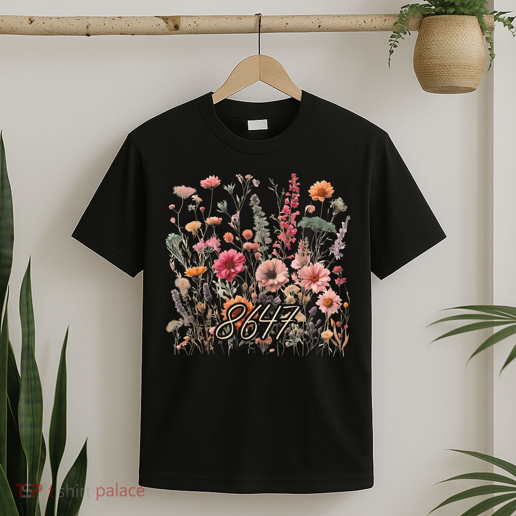 8647 Subtle Anti Trump 86 47 Floral Boho Style T-Shirt
