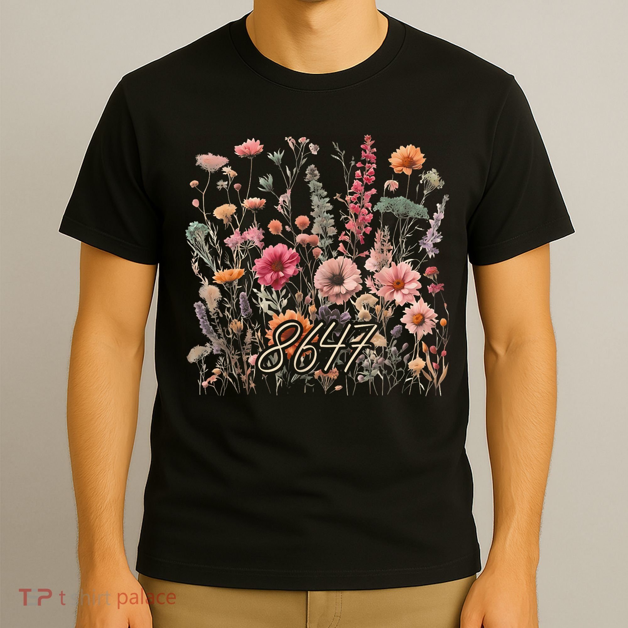 8647 Subtle Anti Trump 86 47 Floral Boho Style T-Shirt