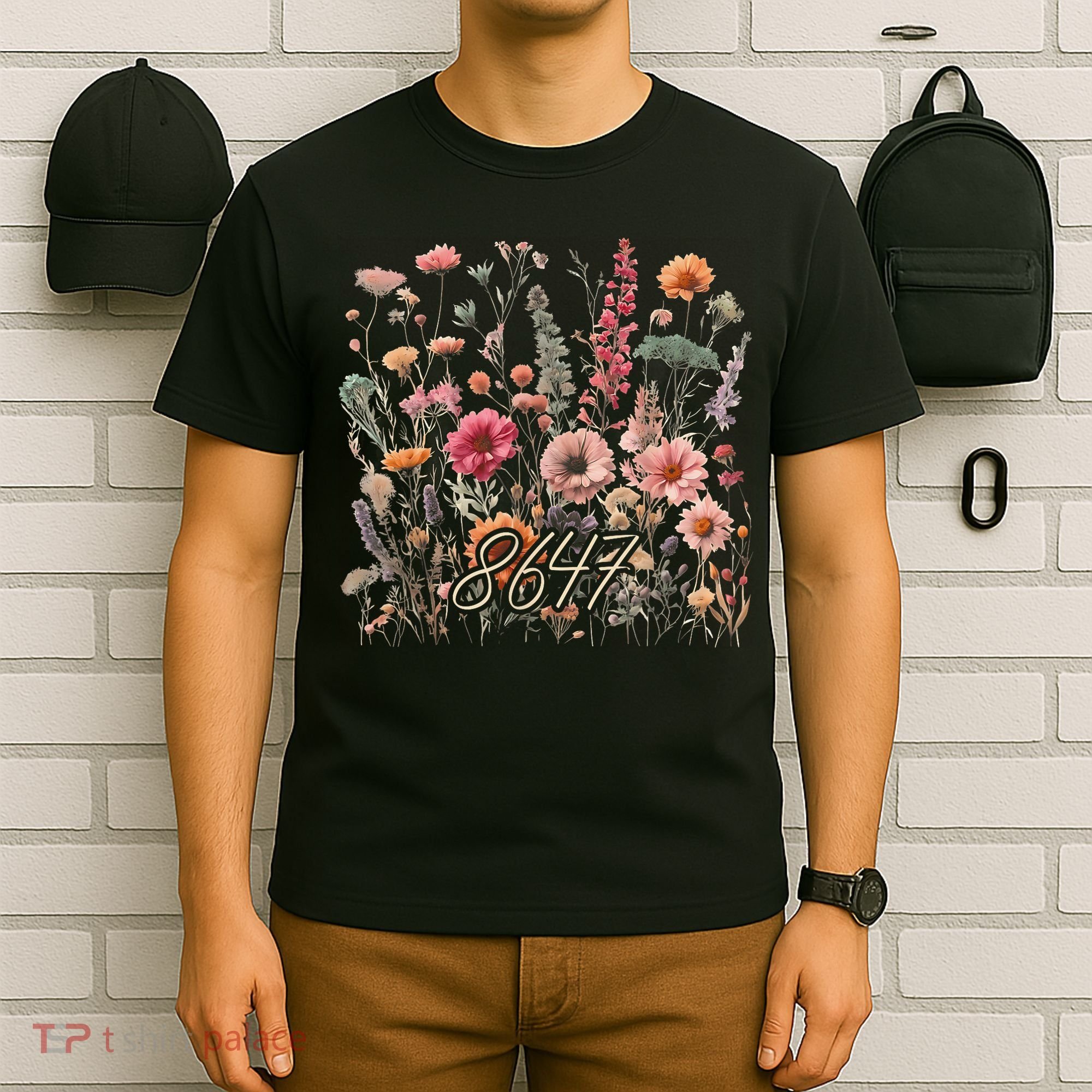 8647 Subtle Anti Trump 86 47 Floral Boho Style T-Shirt