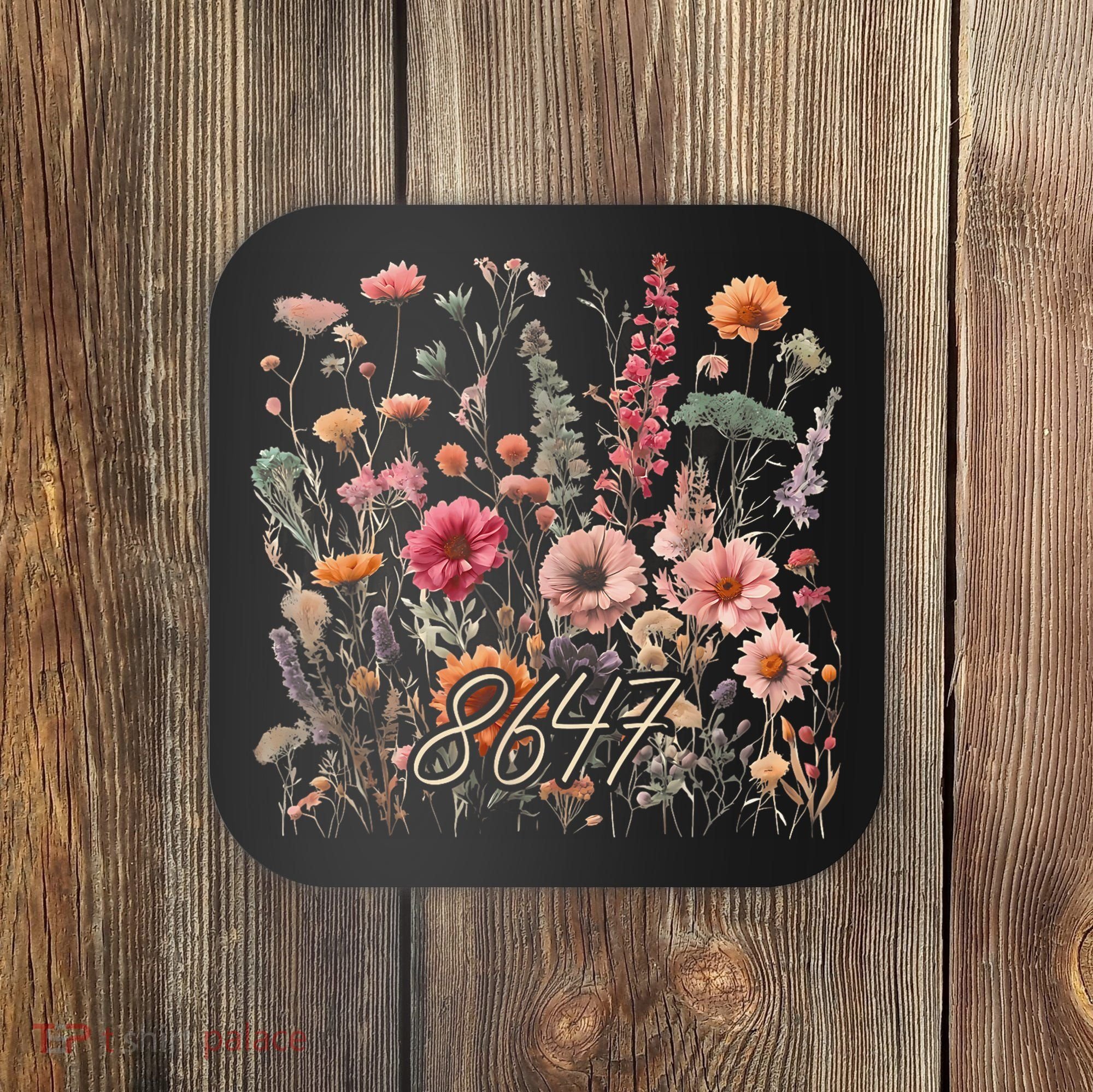 8647 Subtle Anti Trump 86 47 Floral Boho Style Coaster