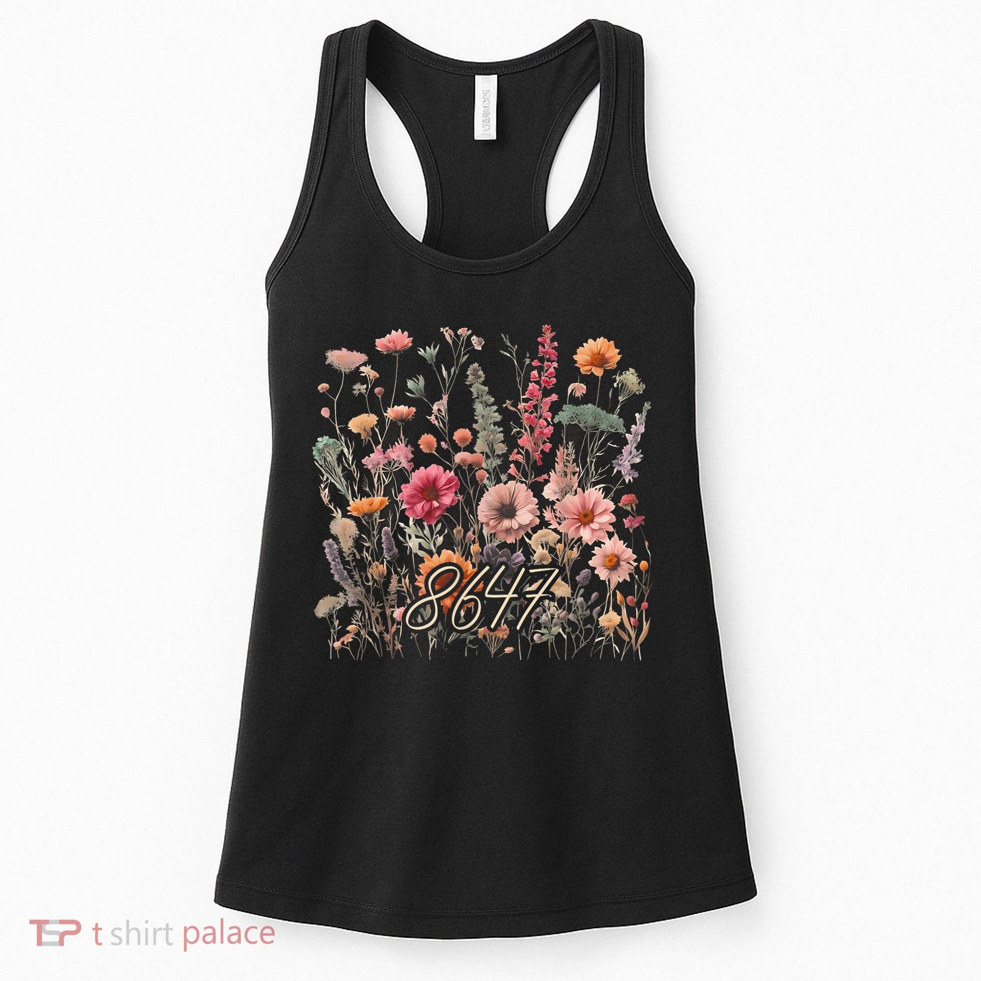 8647 Subtle Anti Trump 86 47 Floral Boho Style Women's Tank Top