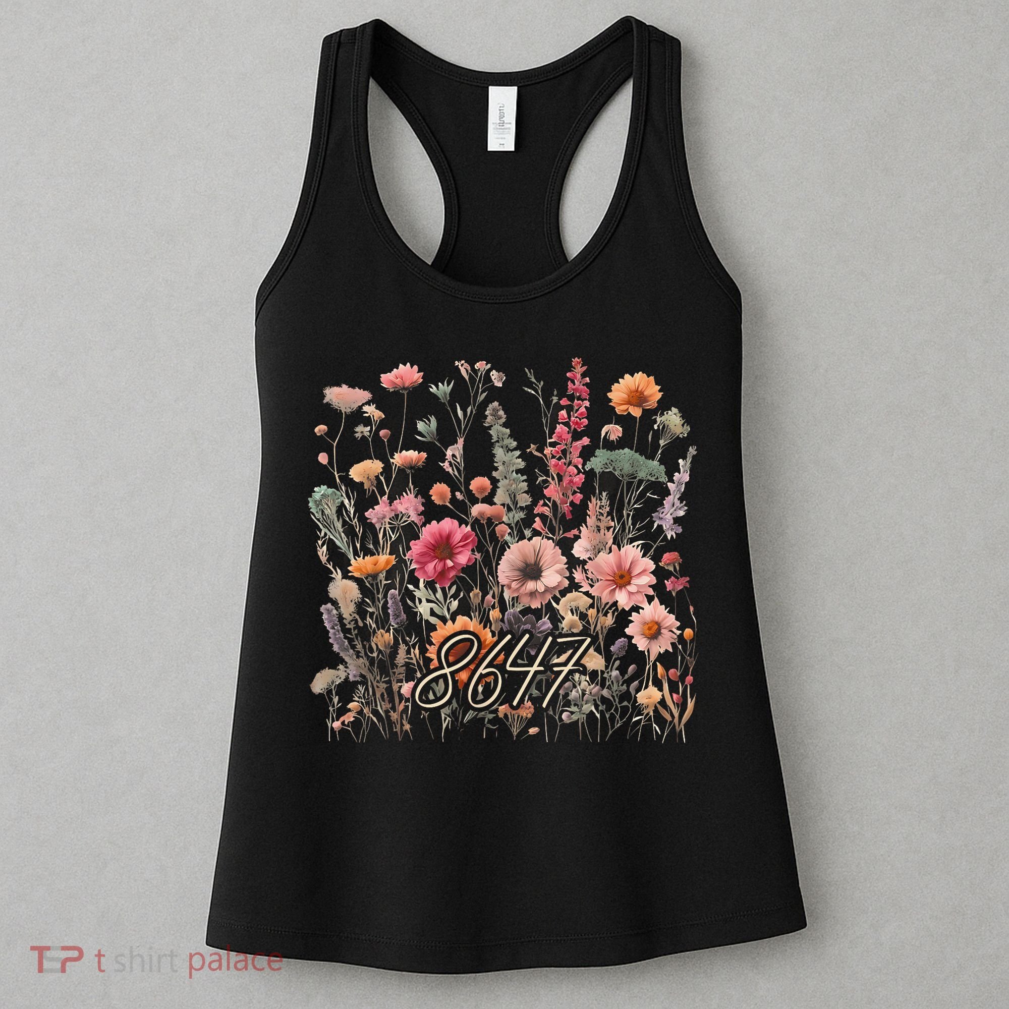8647 Subtle Anti Trump 86 47 Floral Boho Style Women's Tank Top