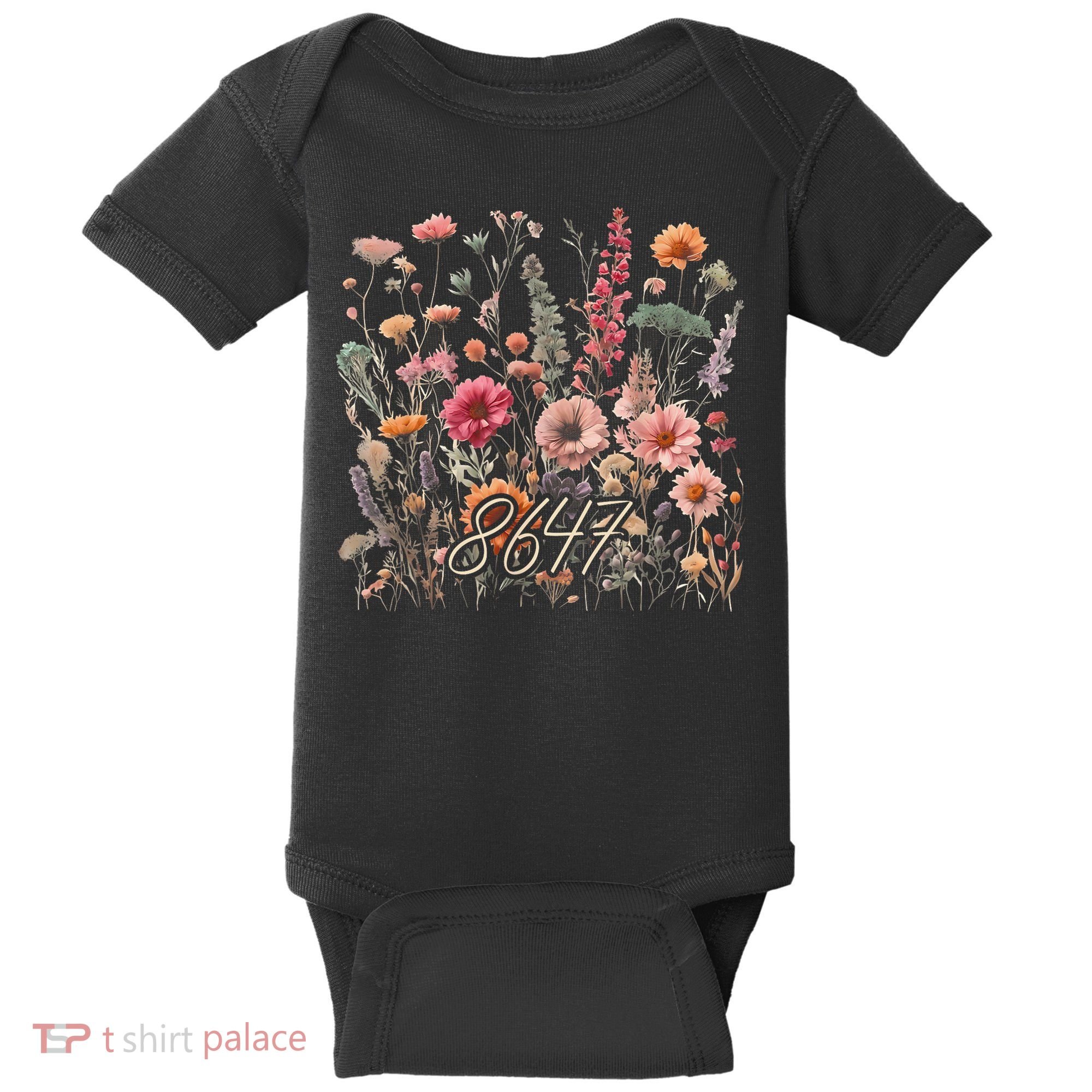8647 Subtle Anti Trump 86 47 Floral Boho Style Baby Bodysuit