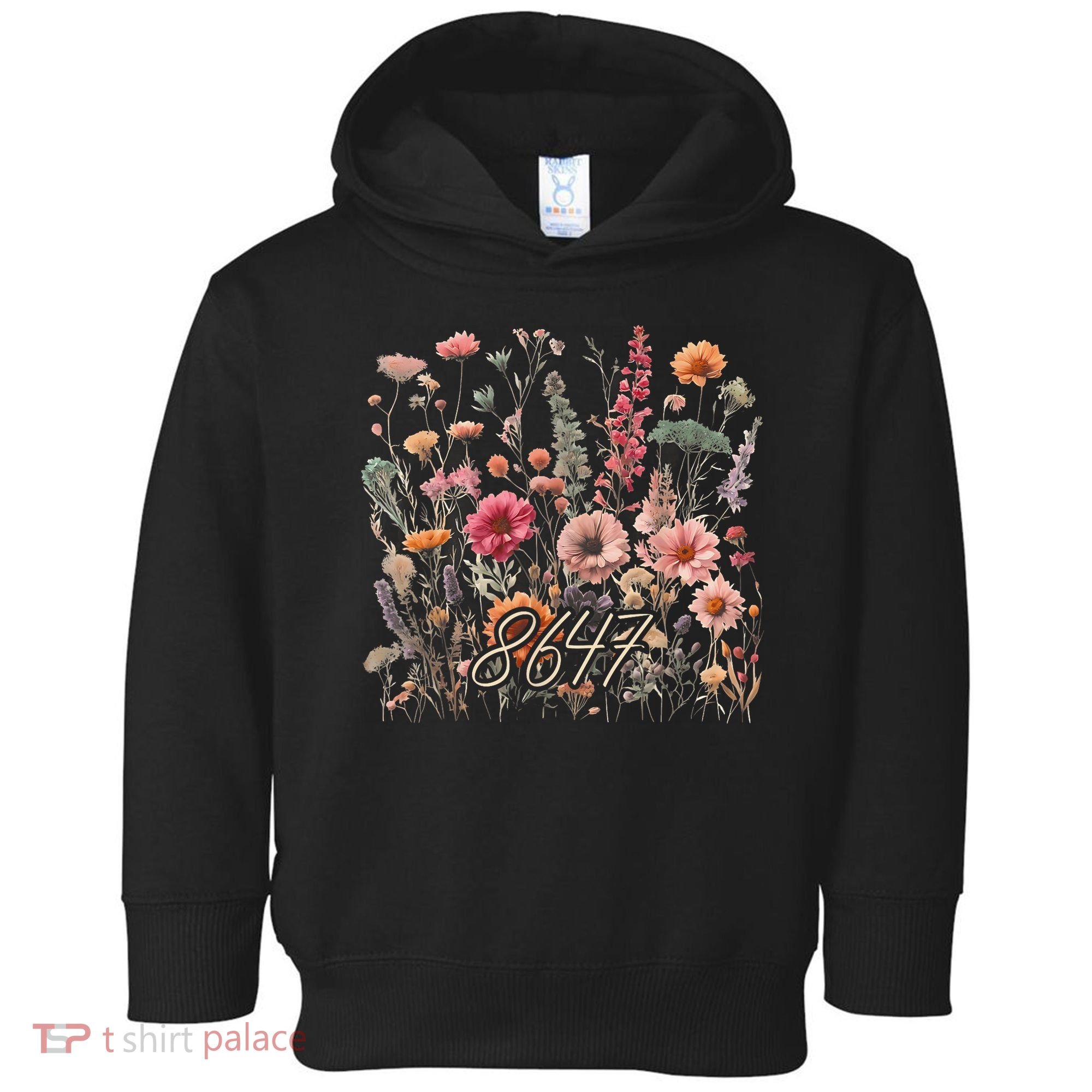 8647 Subtle Anti Trump 86 47 Floral Boho Style Toddler Hoodie