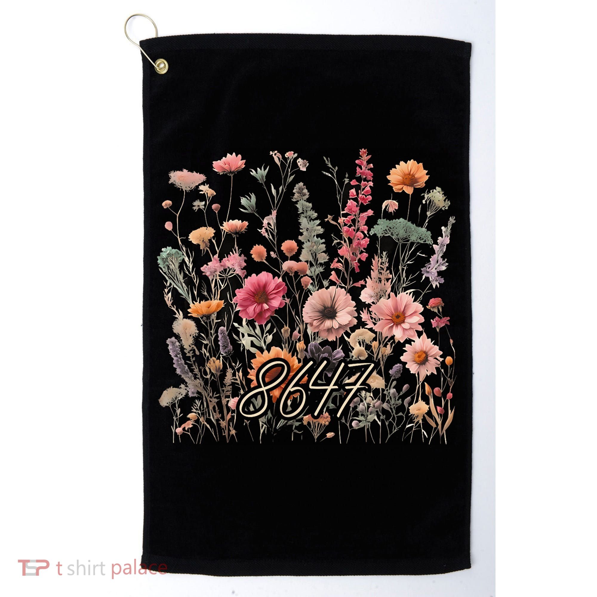 8647 Subtle Anti Trump 86 47 Floral Boho Style Golf Towel