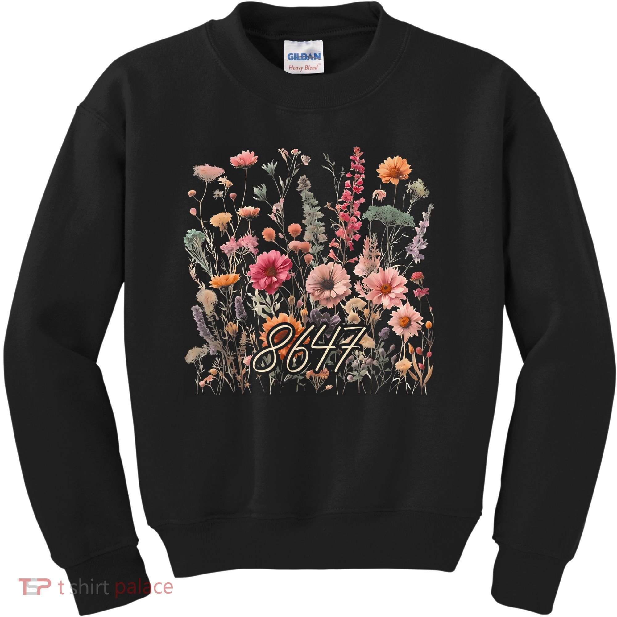 8647 Subtle Anti Trump 86 47 Floral Boho Style Kids Sweatshirt