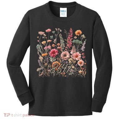 8647 Subtle Anti Trump 86 47 Floral Boho Style Kids Long Sleeve Shirt