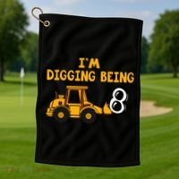 8th Birthday I'm Digging Being Eight Golf Towel thumb 1