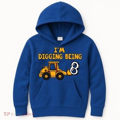 8th Birthday I'm Digging Being Eight Kids Hoodie