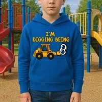 8th Birthday I'm Digging Being Eight Kids Hoodie thumb 2